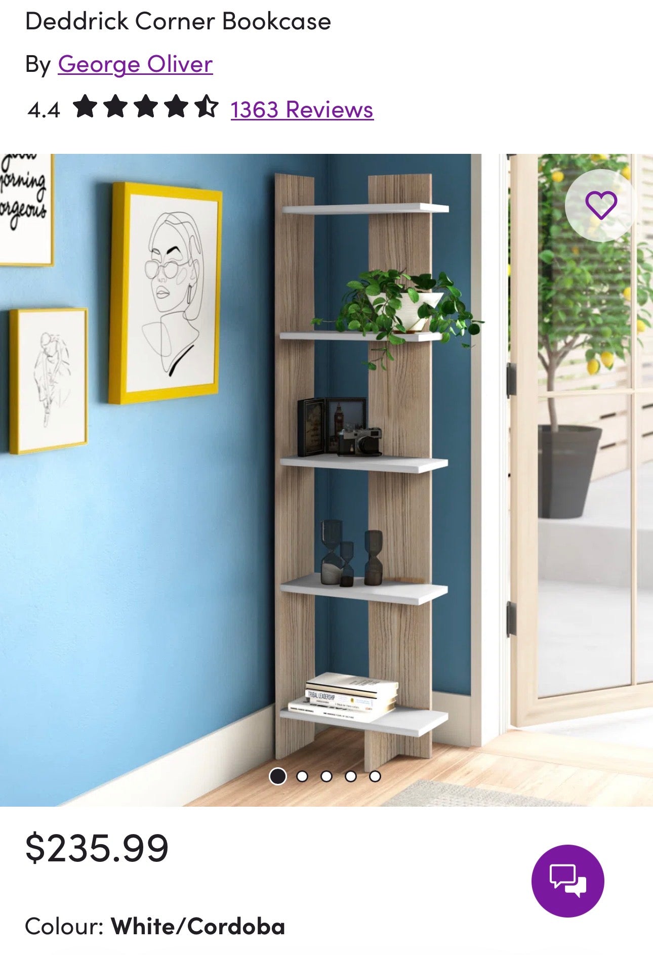 Modern 5-Tier Ladder Corner Bookcase