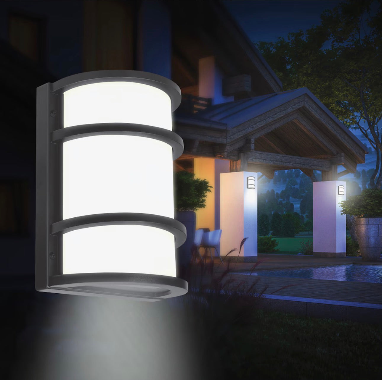 Half Moon LED Dusk-to-Dawn Outdoor Wall Light