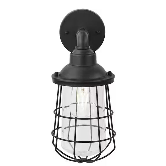 Wall-Mount 1-Light Black Outdoor Nautical Wall Lantern