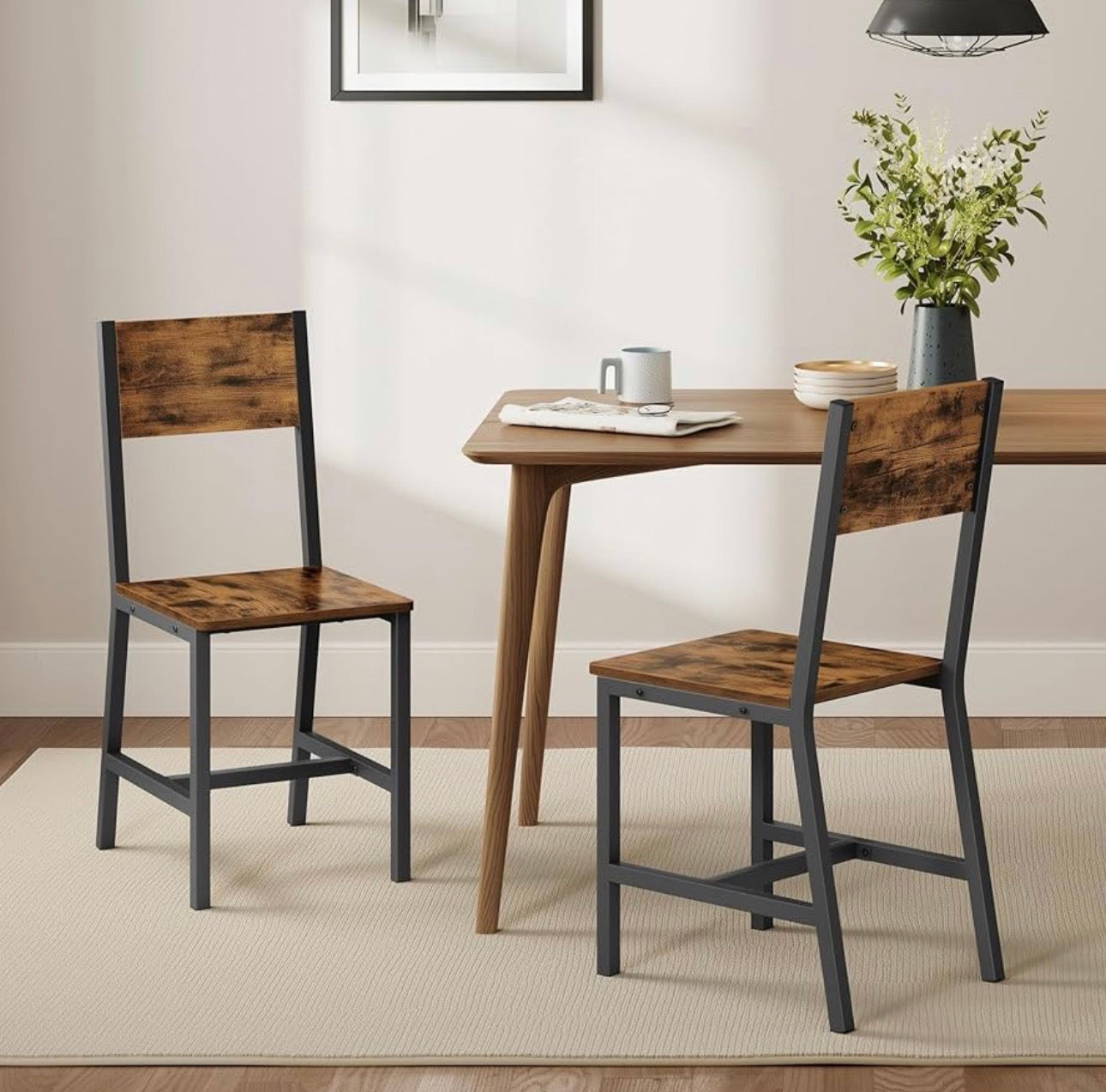 VASAGLE Rustic Industrial Dining Chair Set