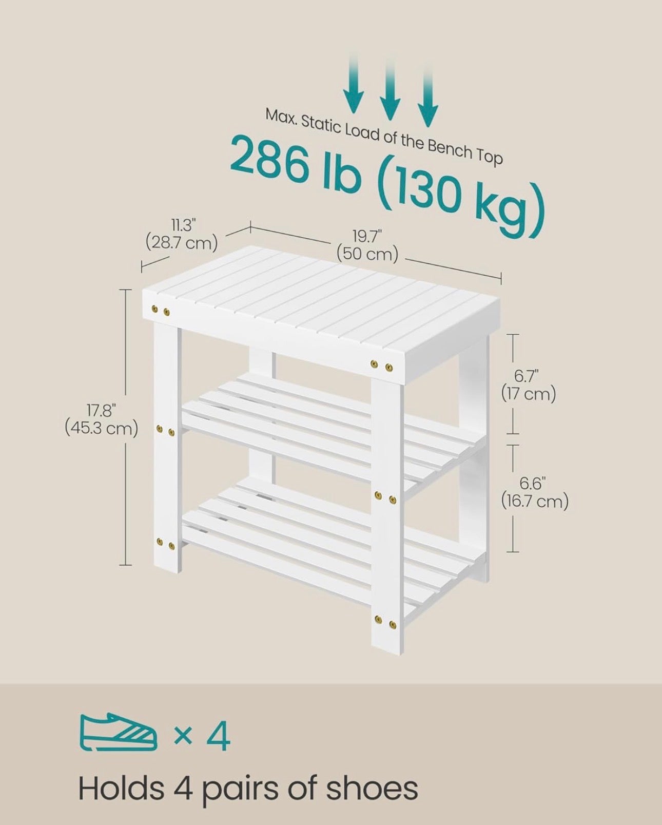 SONGMICS Bamboo Shoe Rack Bench