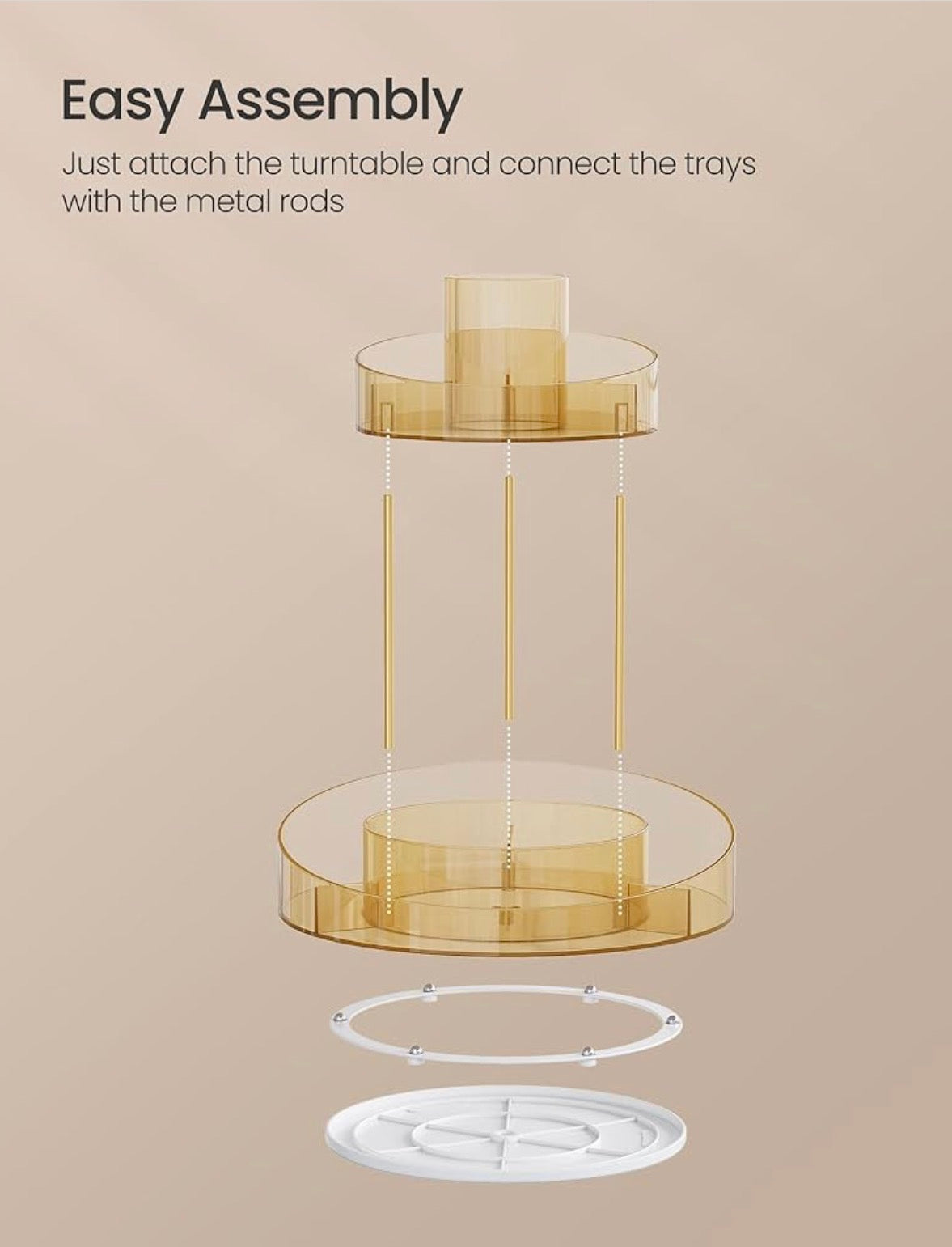 SONGMICS HOME 2-Tier Rotating Makeup Organizer with Extra Tray