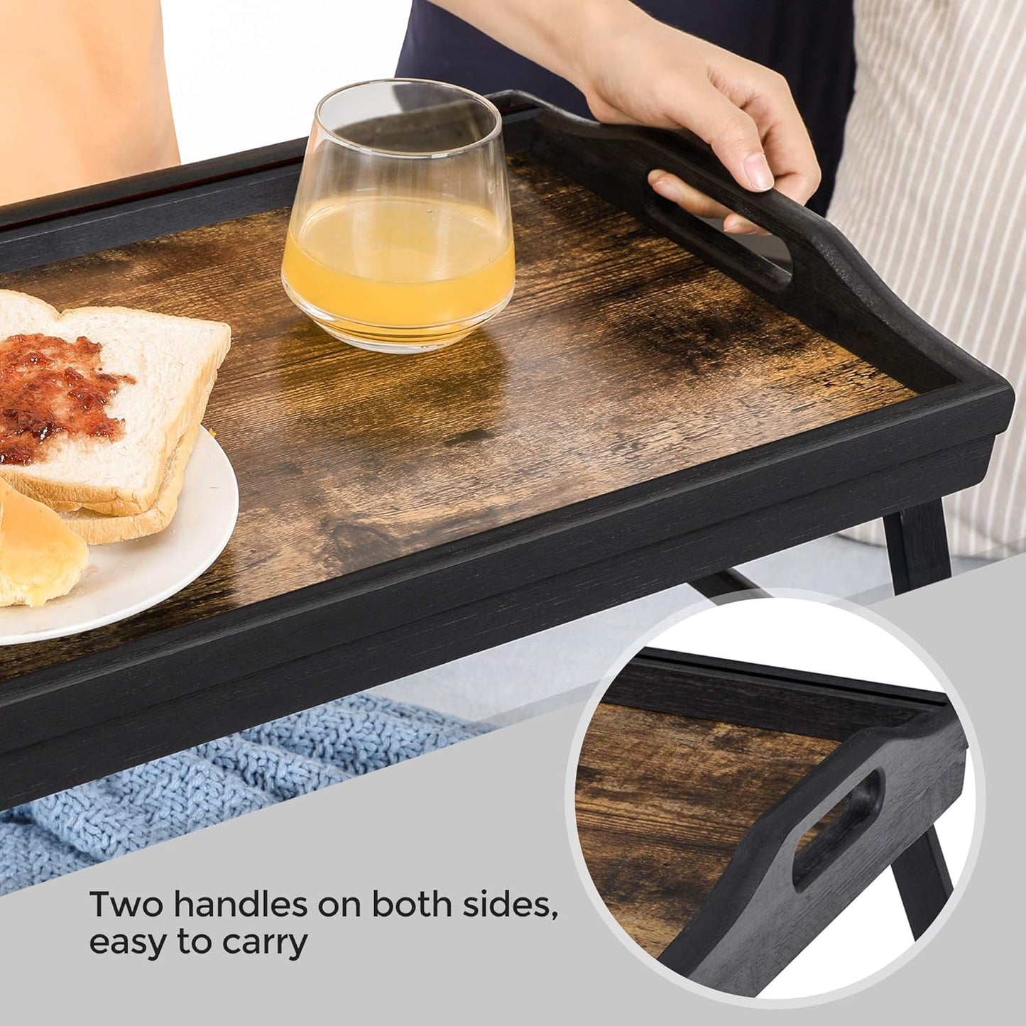 SONGMICS Rustic Folding Breakfast Tray – Rustic Brown