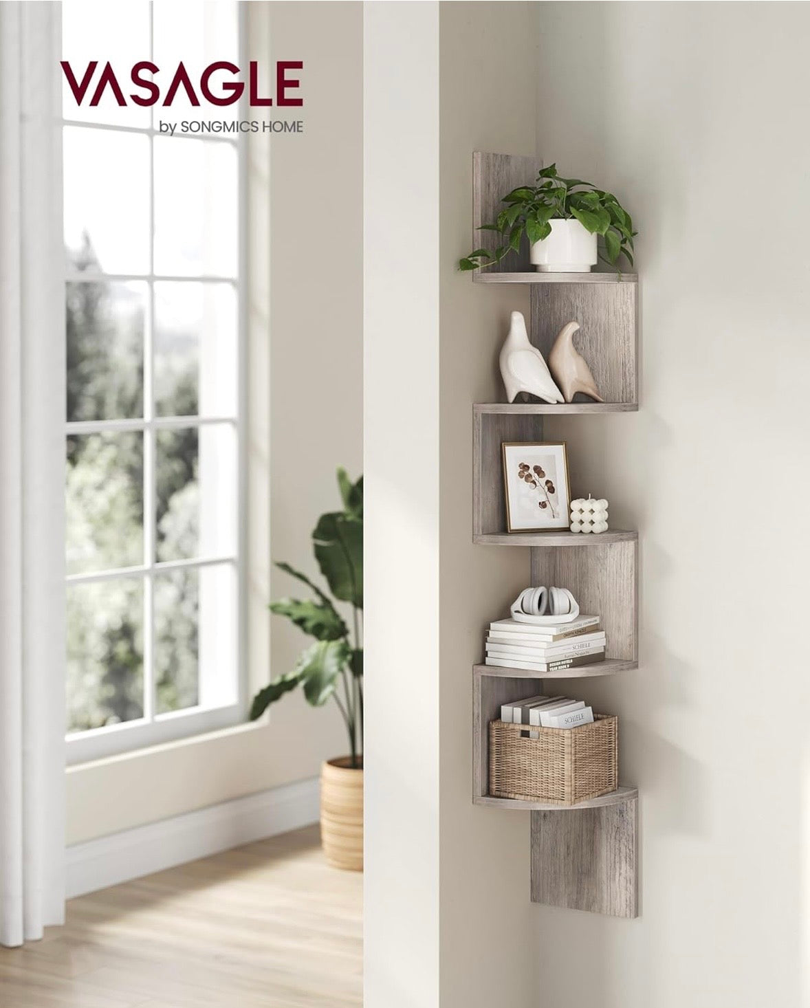 Modern 5-Tier Wall Mounted Corner Shelf