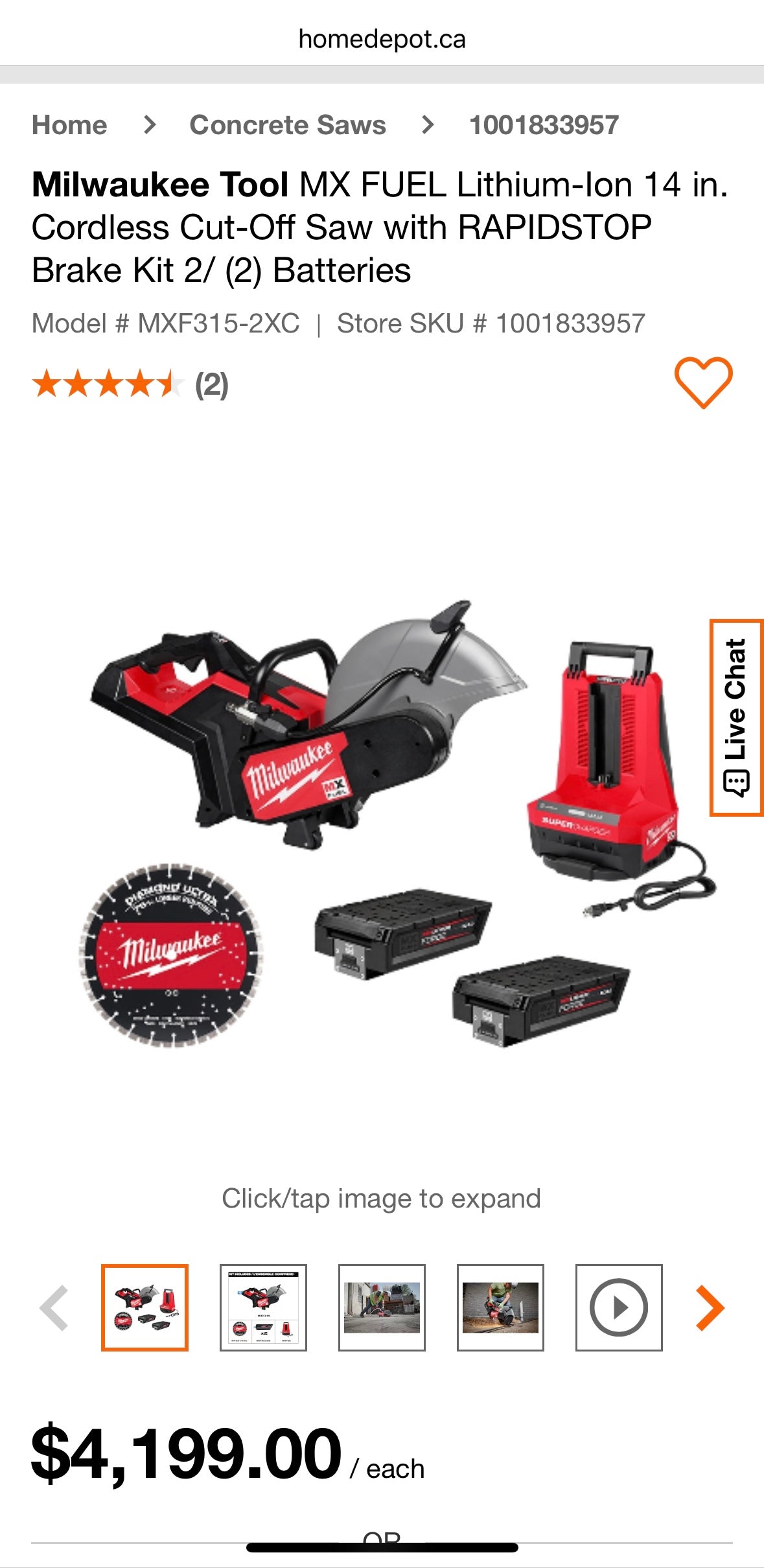 Milwaukee MX FUEL 14″ Cut-Off Saw w/ RAPIDSTOP Brake – Includes 2 Forge XC8.0 Batteries & Super Charger