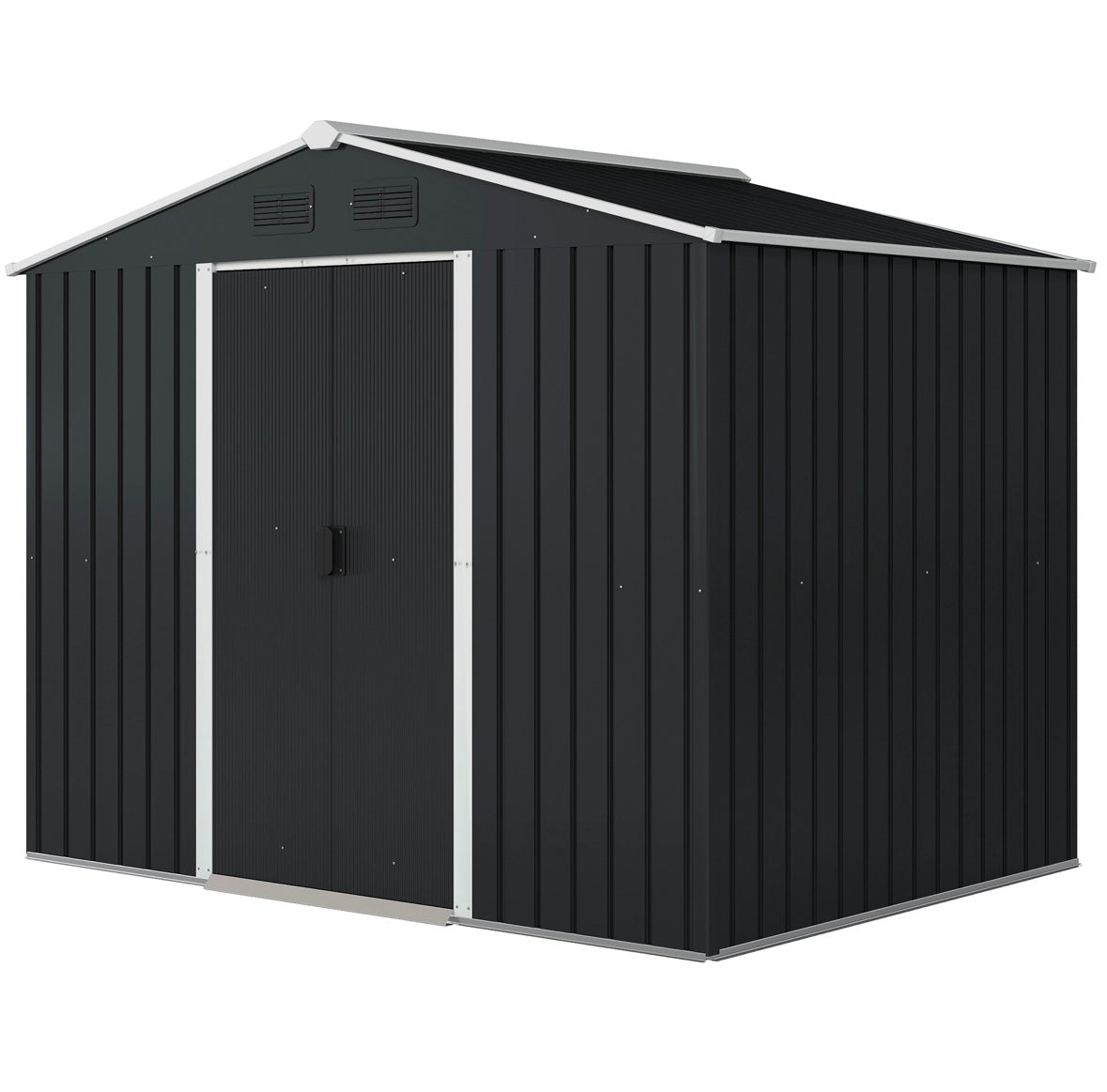 Outsunny 8×6 ft Metal Garden Storage Shed – Waterproof Steel Outdoor Tool Shed with Sliding Doors & Vents
