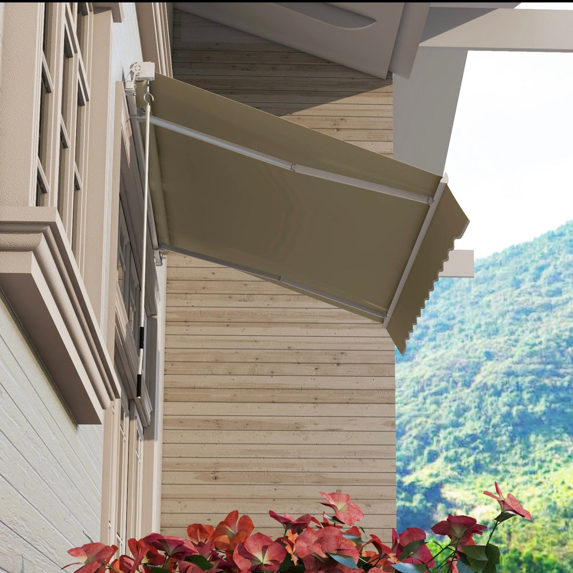 Outsunny Manual Retractable Patio Awning – Adjustable Sunshade | Aluminum Frame | UV & Heat Protection