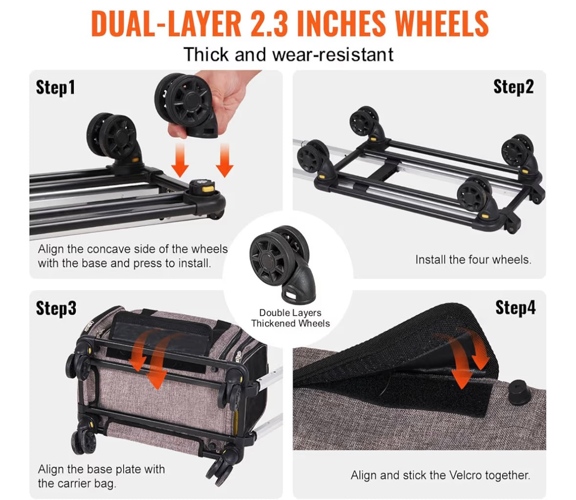 VEVOR Airline-Approved Rolling Pet Carrier — Expandable Cat & Small Dog Travel Bag (Grey)