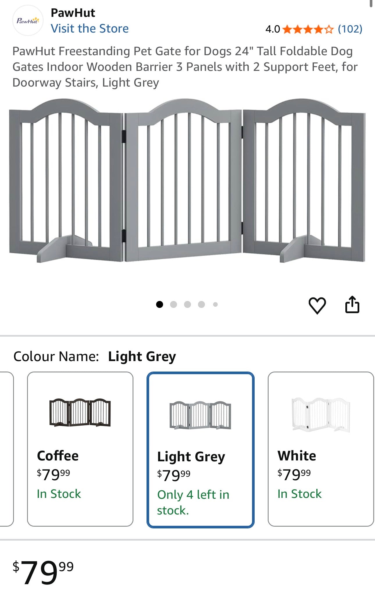 PawHut Freestanding Foldable Wooden Pet Gate