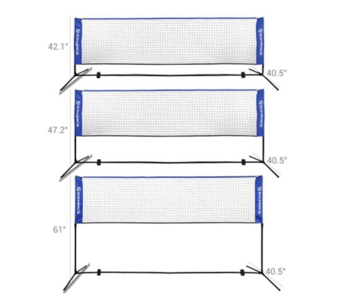 13’ Portable Badminton Net Set with Adjustable Height