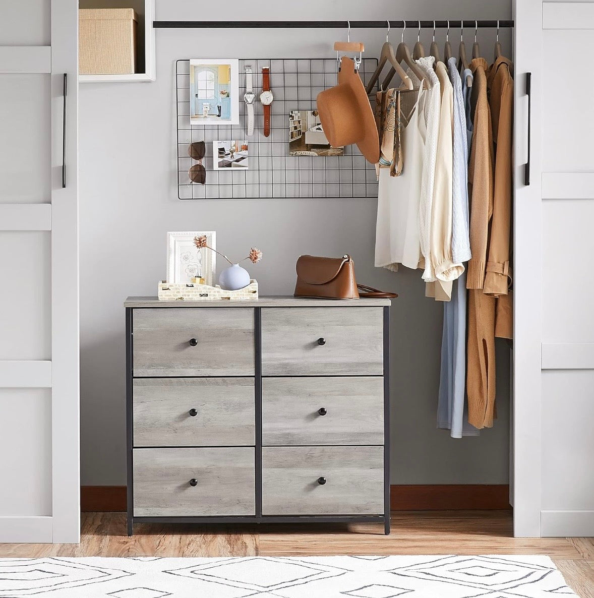 Industrial 6-Drawer Fabric Storage Dresser