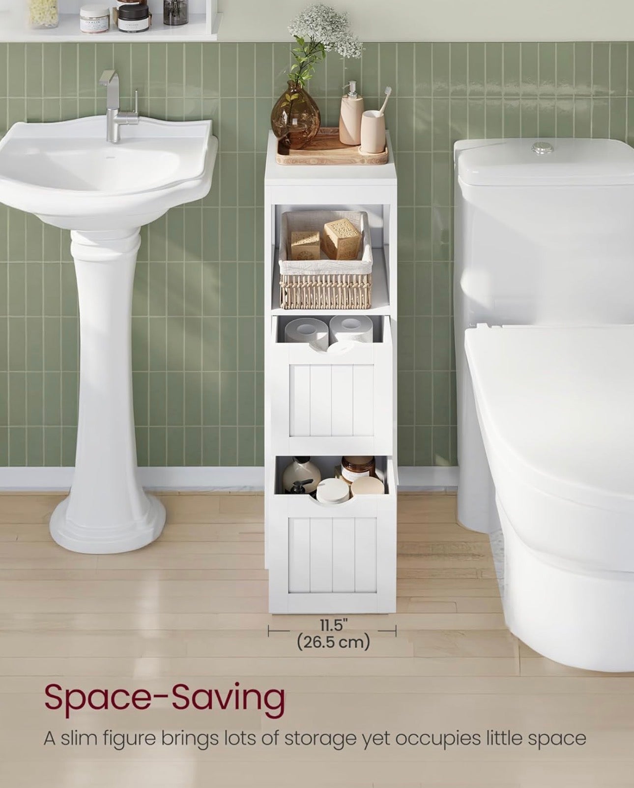 VASAGLE Slim Freestanding Bathroom Storage Cabinet