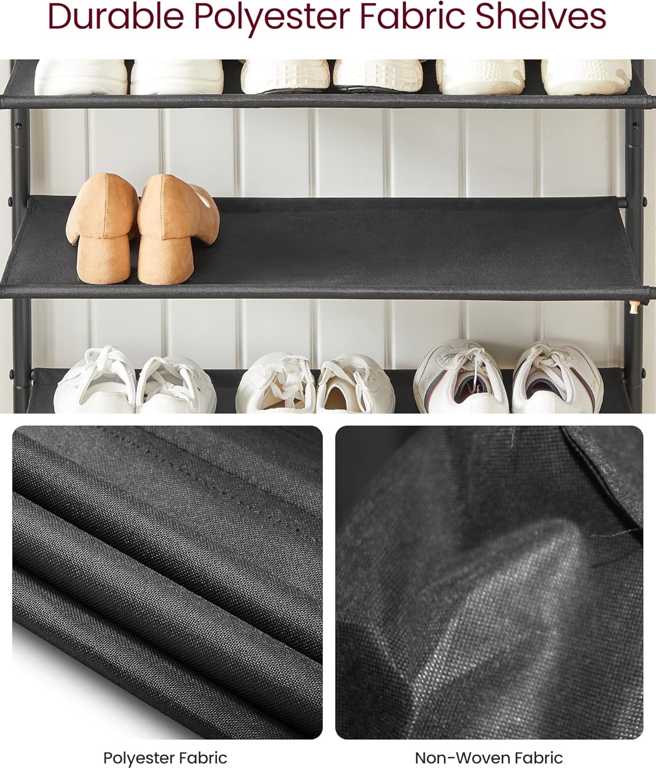 VASAGLE 4-Tier Shoe Rack with Top Panel