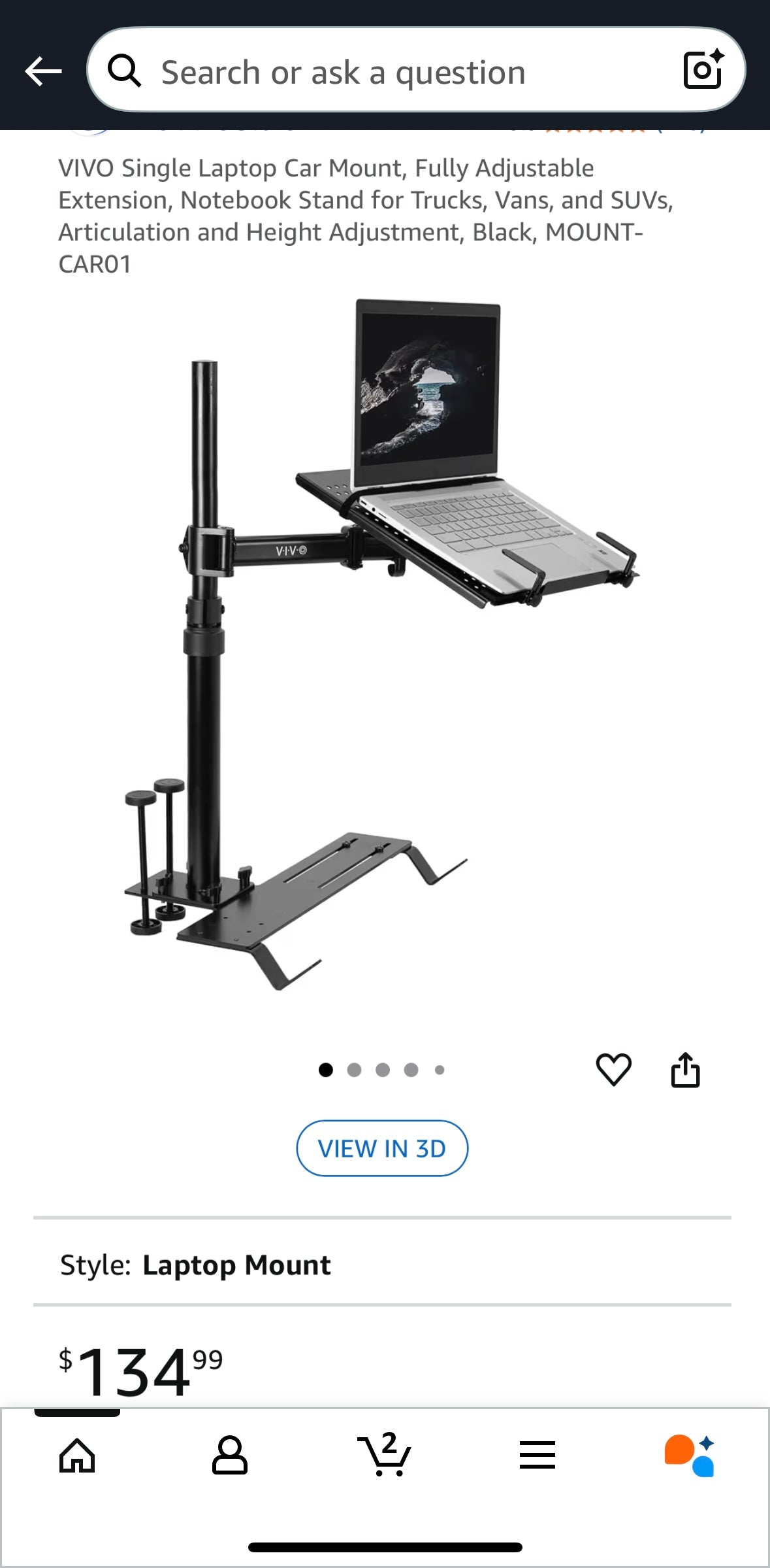 VIVO Vehicle Laptop Mount Stand — Adjustable Universal Car Mount for Laptops & Tablets (Open Box – Brand New)