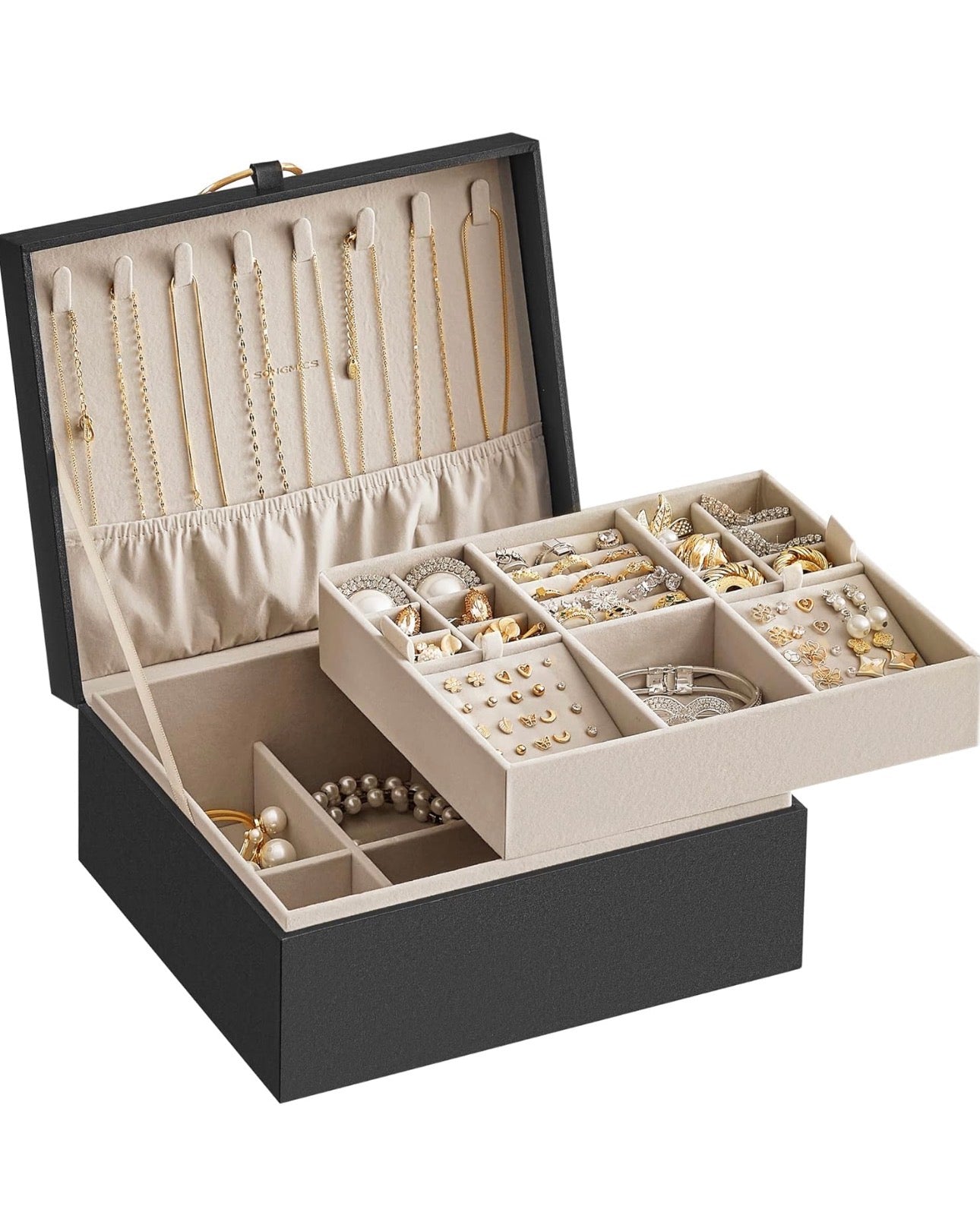 SONGMICS Elegant Forest Green Jewelry Box