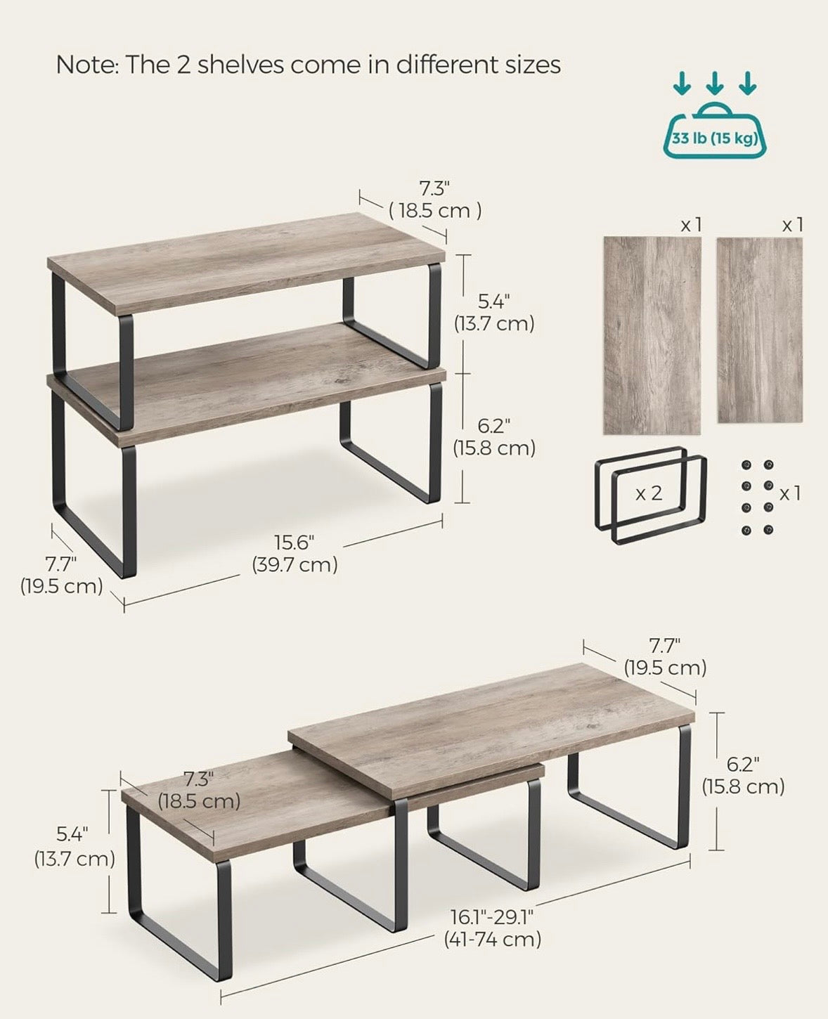 4-Piece Expandable Cabinet & Countertop Organizer Shelf Set