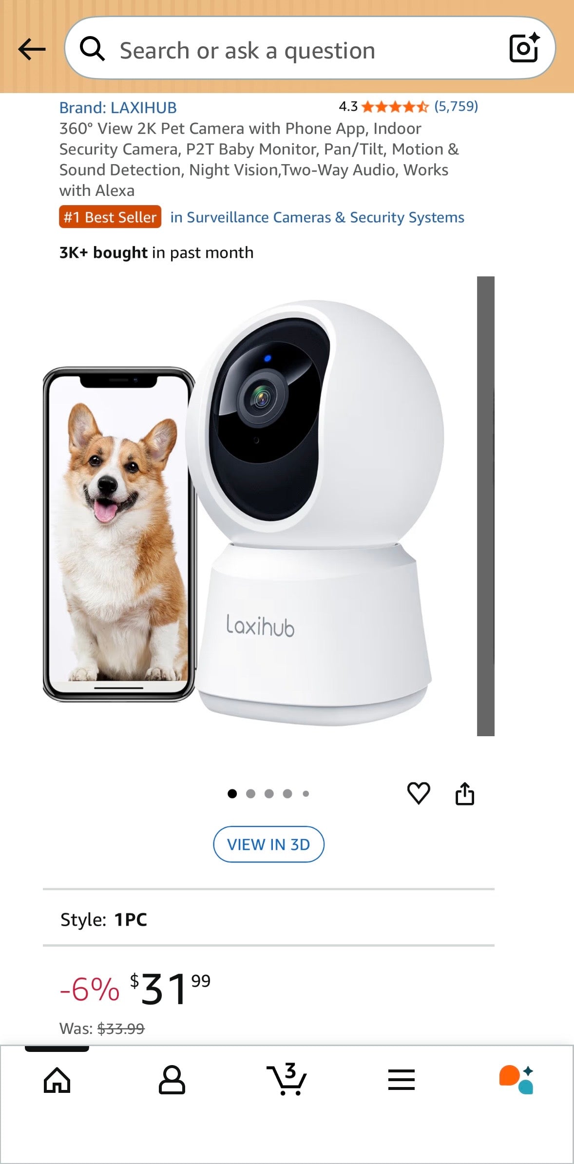 LAXIHUB 360° Smart Pet Camera