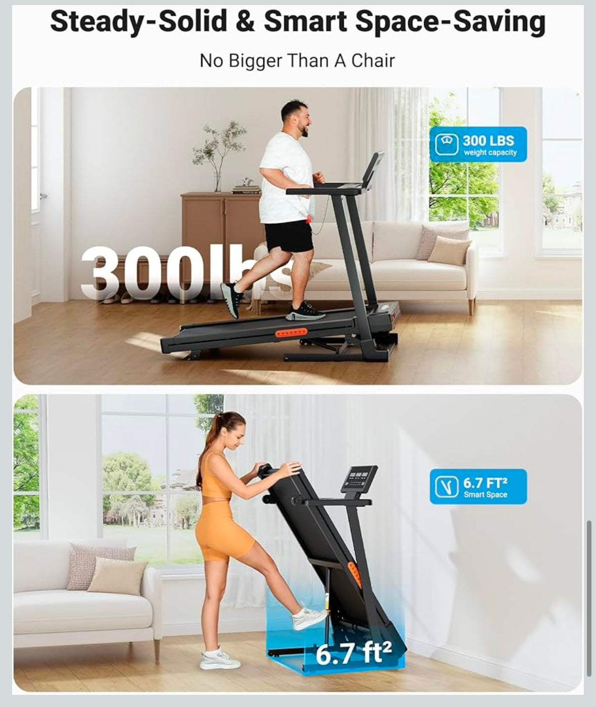 THERUN Auto Incline Folding Treadmill – 3.0 HP Brushless Motor
