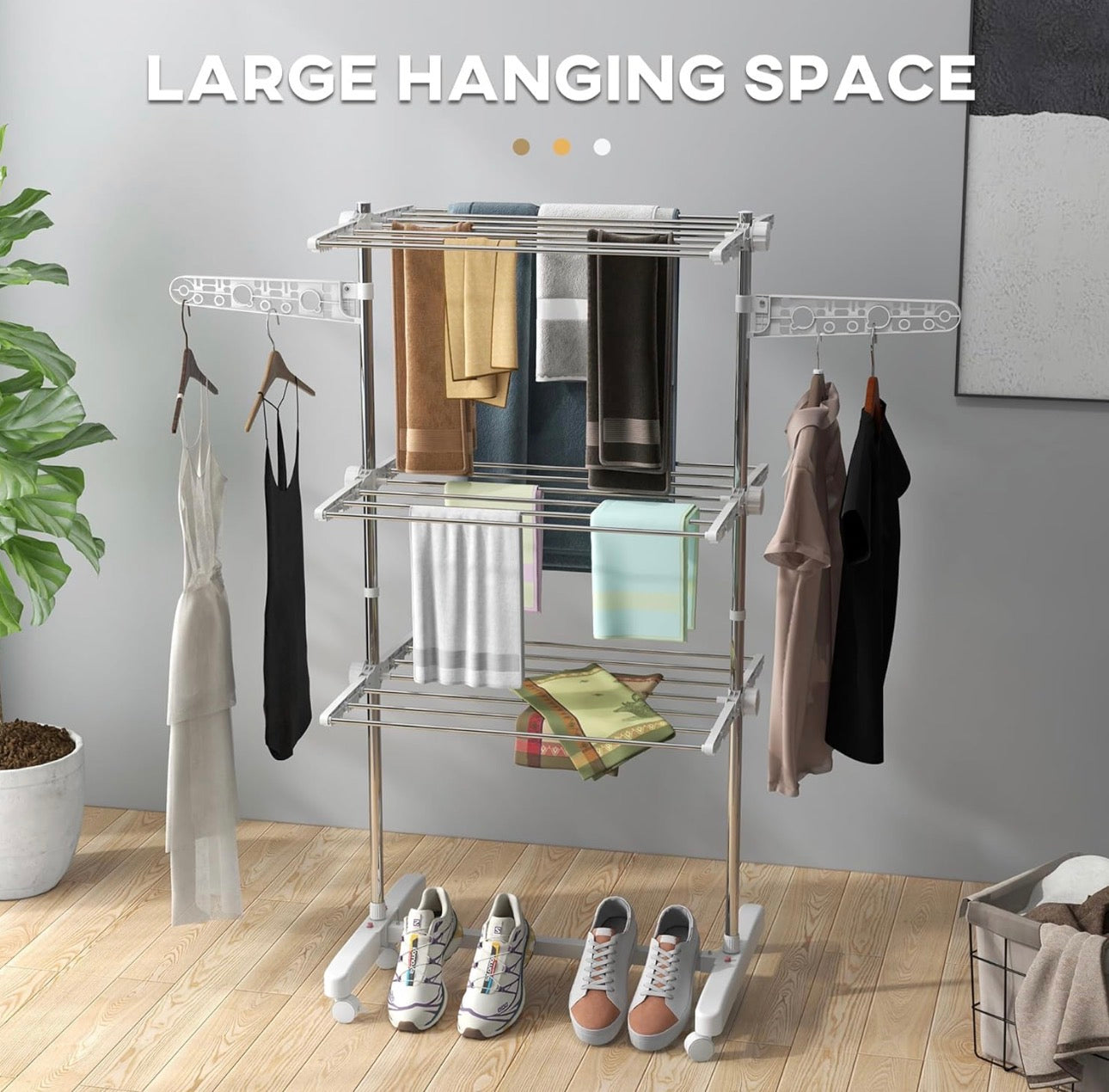 HOMCOM 3-Tier Foldable Clothes Drying Rack