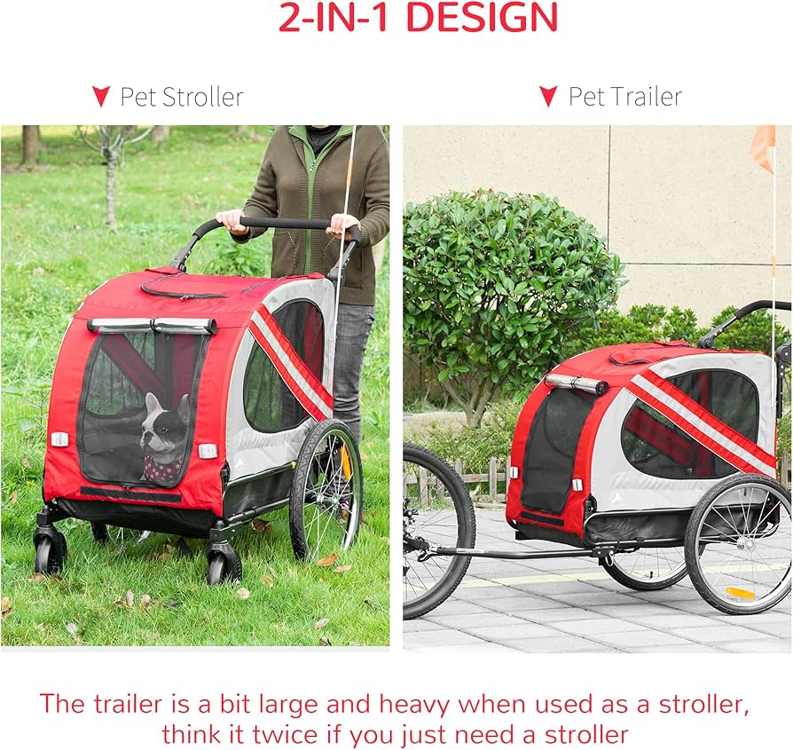 Aosom 2-in-1 Pet Bike Trailer & Stroller