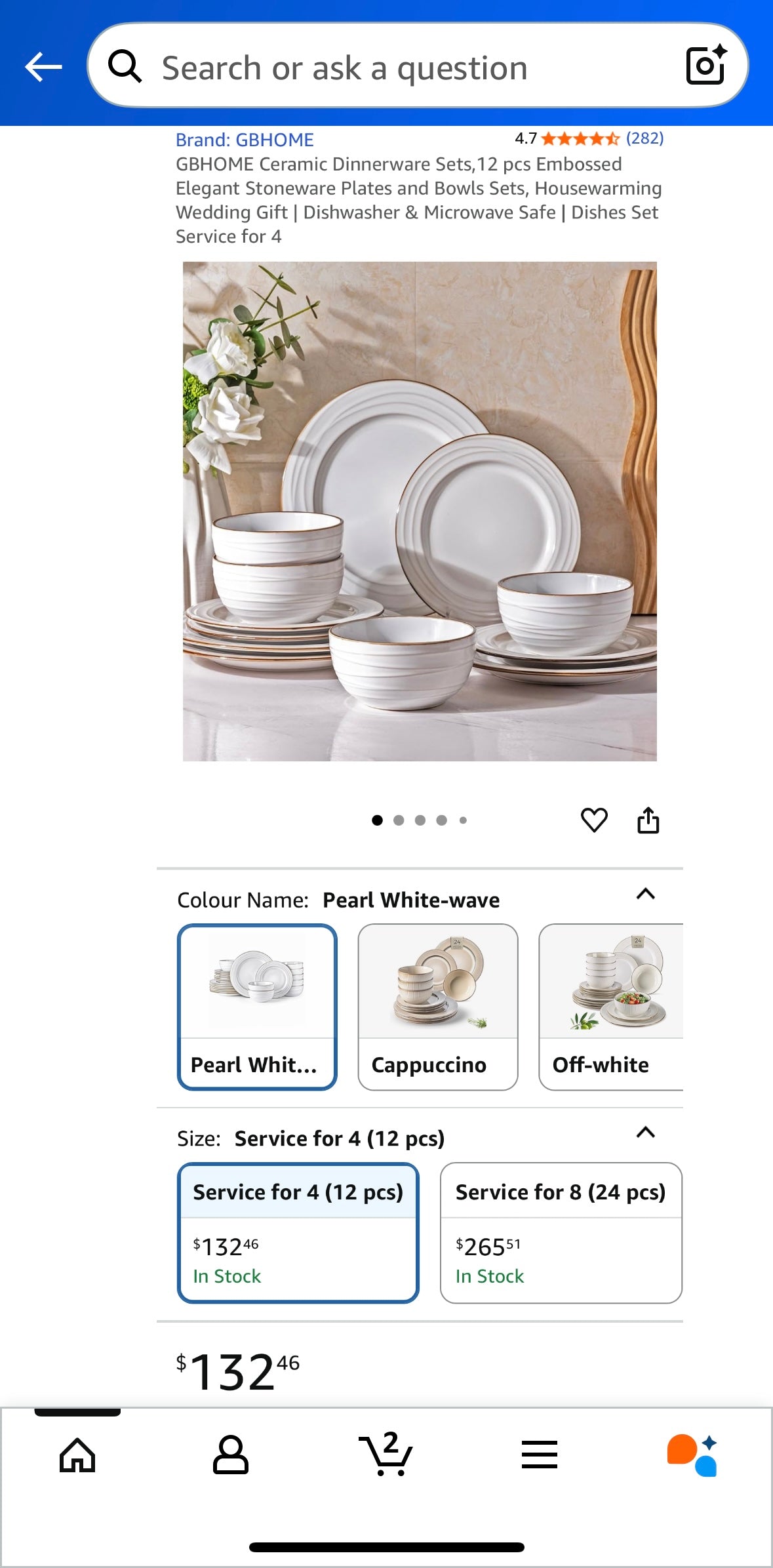 GBHOME 12-Piece Embossed Stoneware Dinnerware Set – Pearl White-Wave (40% Off Amazon Price)