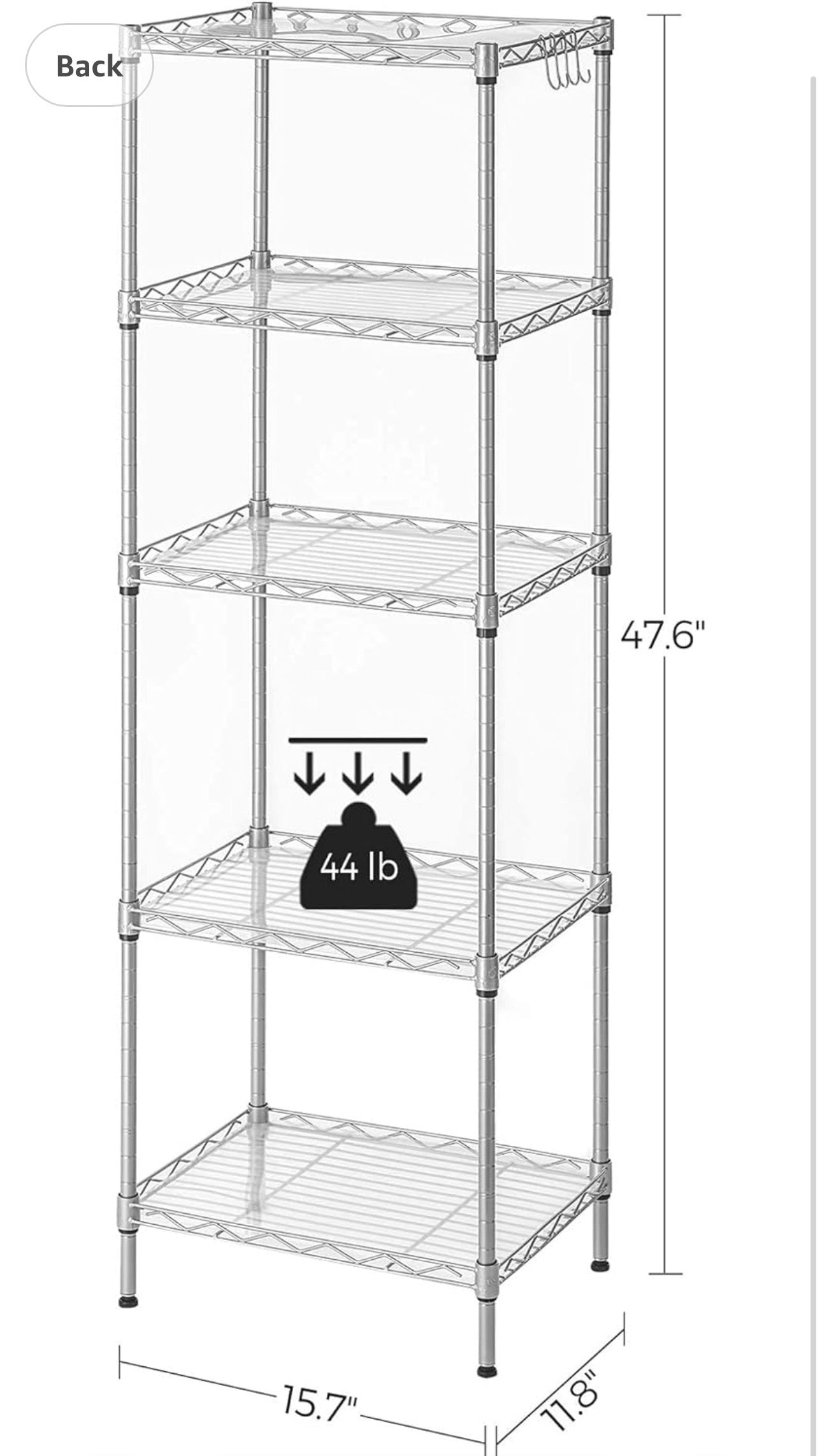 SONGMICS 5-Tier Adjustable Metal Storage Shelf