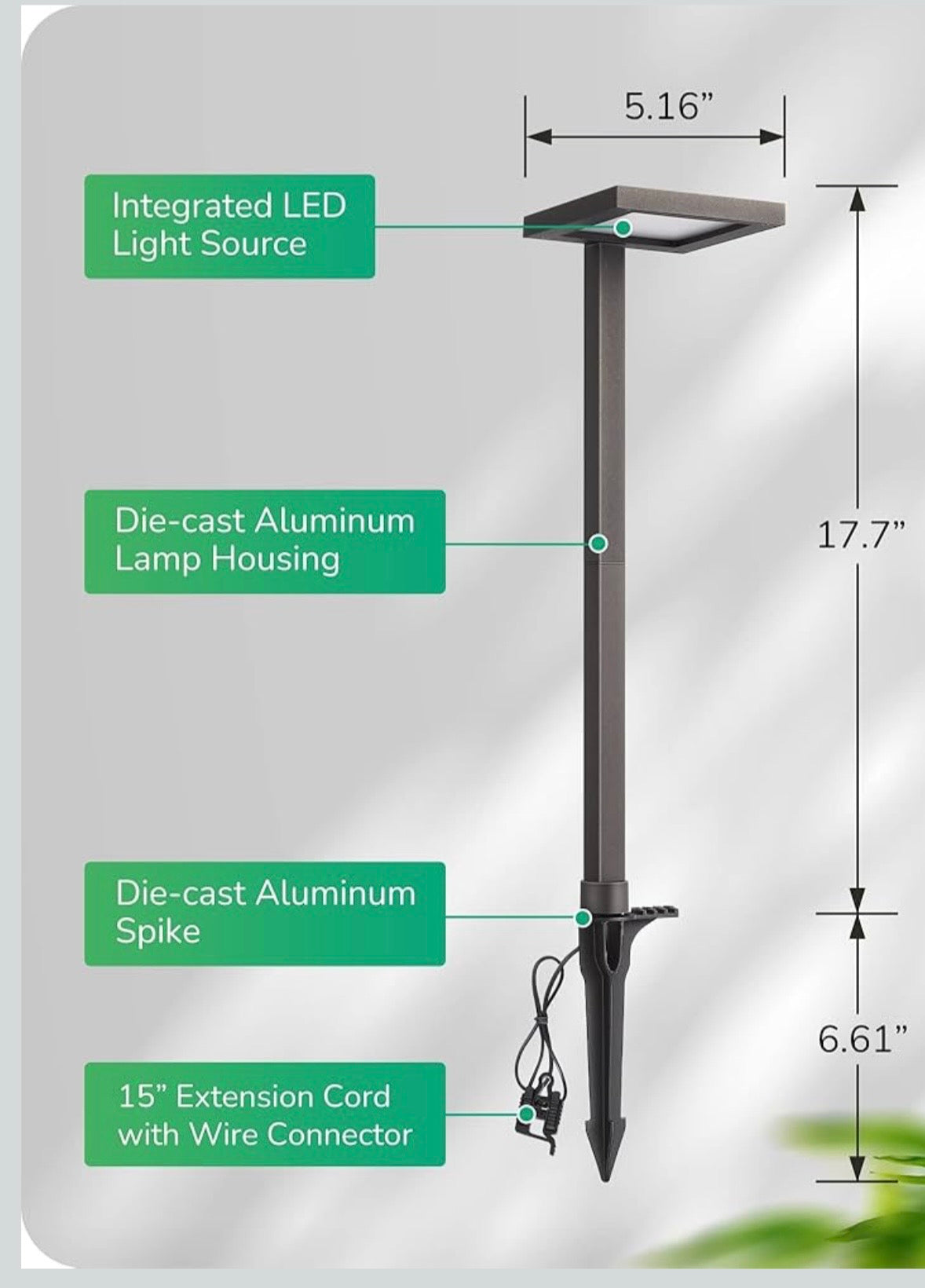 EDISHINE Low Voltage LED Landscape Pathway Light – Black