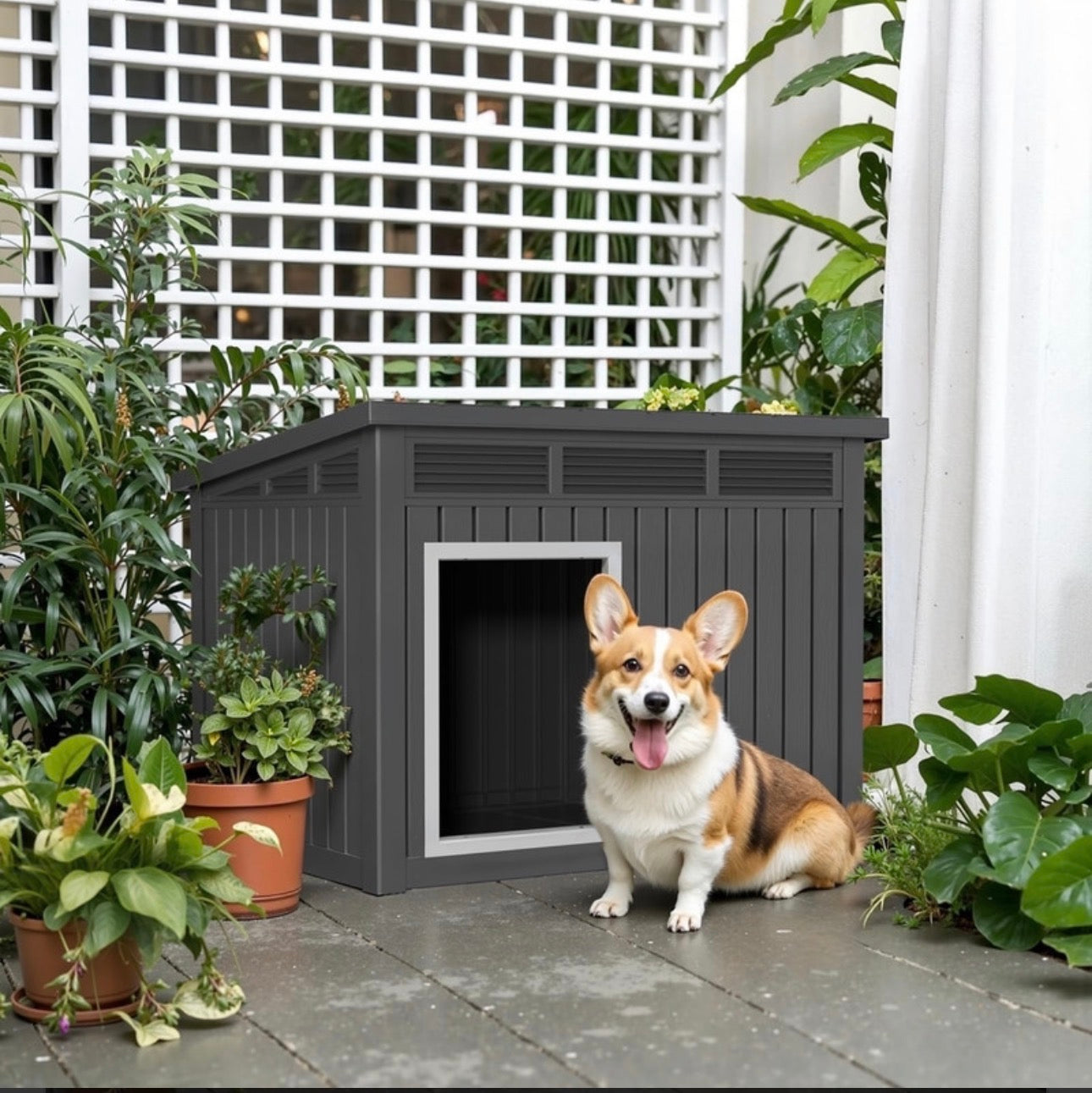 CRO Decor Wood-Grain Pet Cage with Lockable Latch