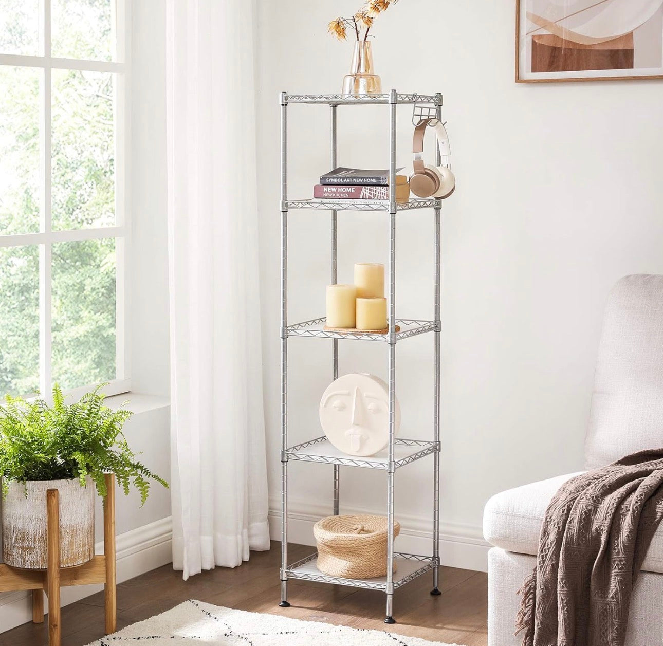 SONGMICS 5-Tier Slim Metal Storage Shelf