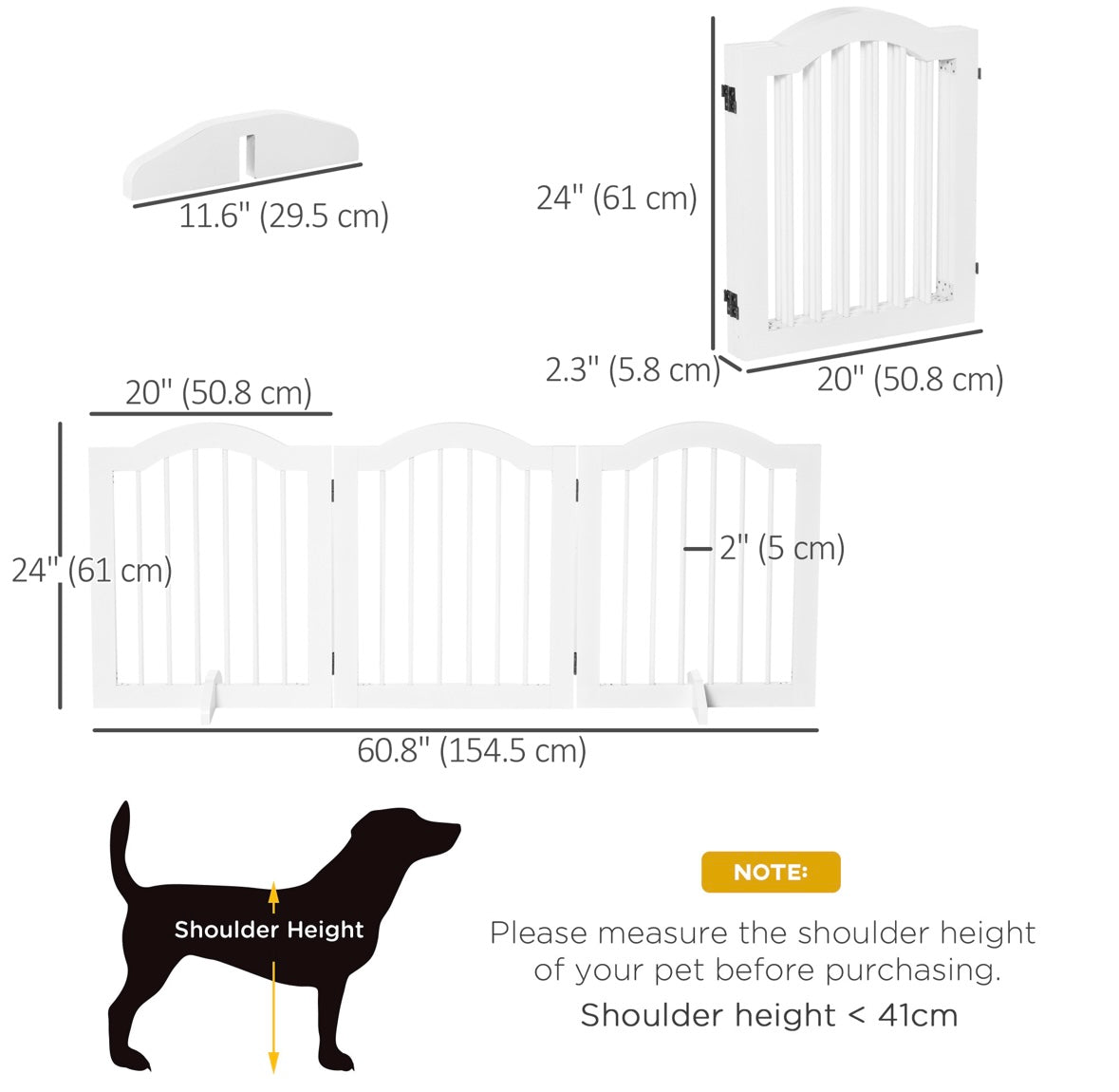 Foldable Freestanding Pet Gate – Wooden Indoor Dog Barrier with Supports & Space-Saving Design