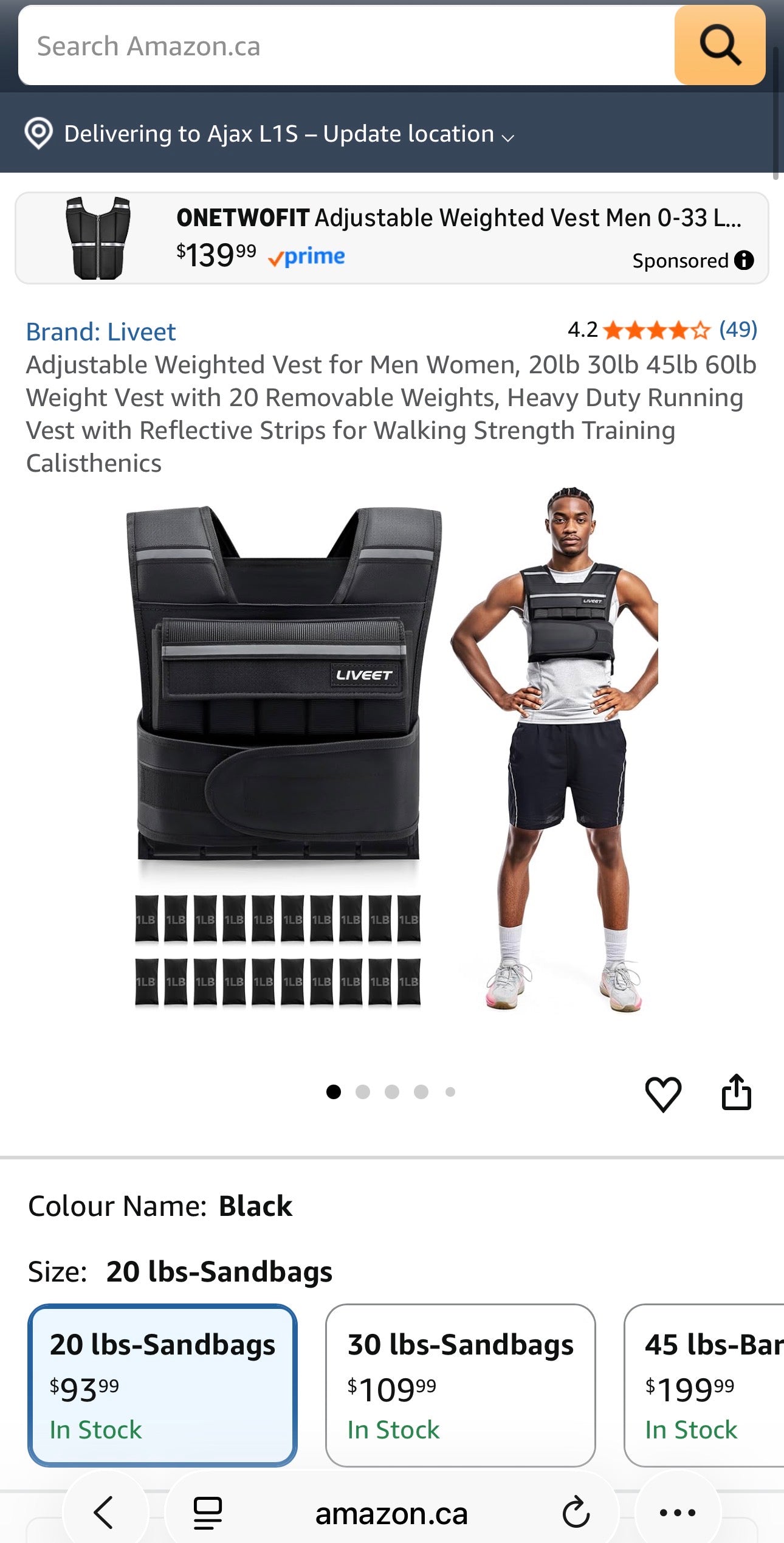 Liveet Adjustable Weighted Vest – 20 lb
