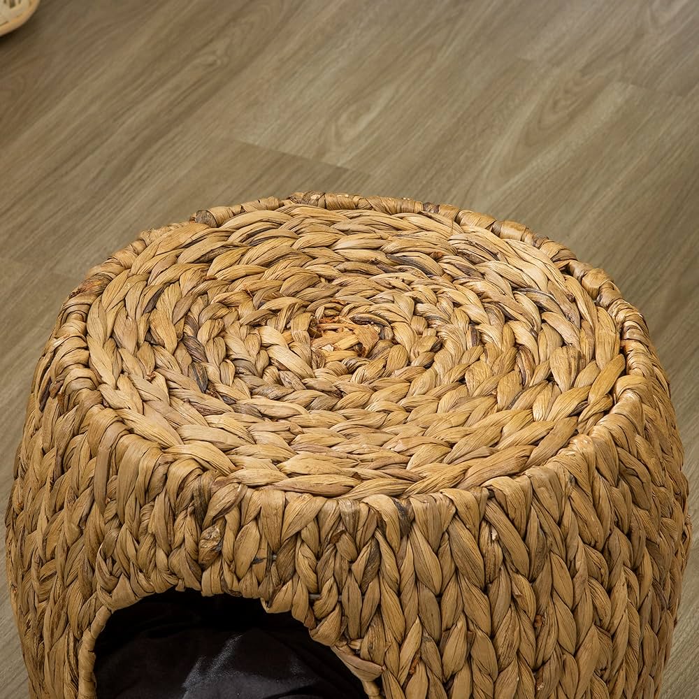 PawHut Wicker Cat House & Elevated Bed