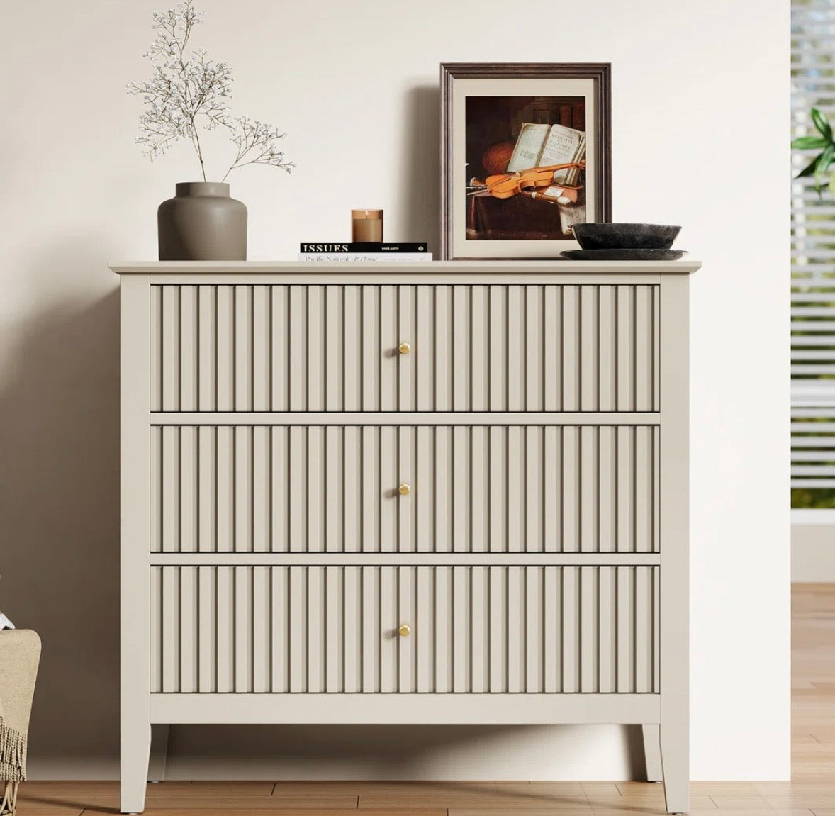 Modern Fluted 3-Drawer Dresser