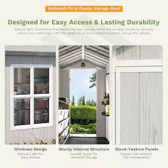 Patiowell 4×4 FT Fit-It White Gable Resin Storage Shed