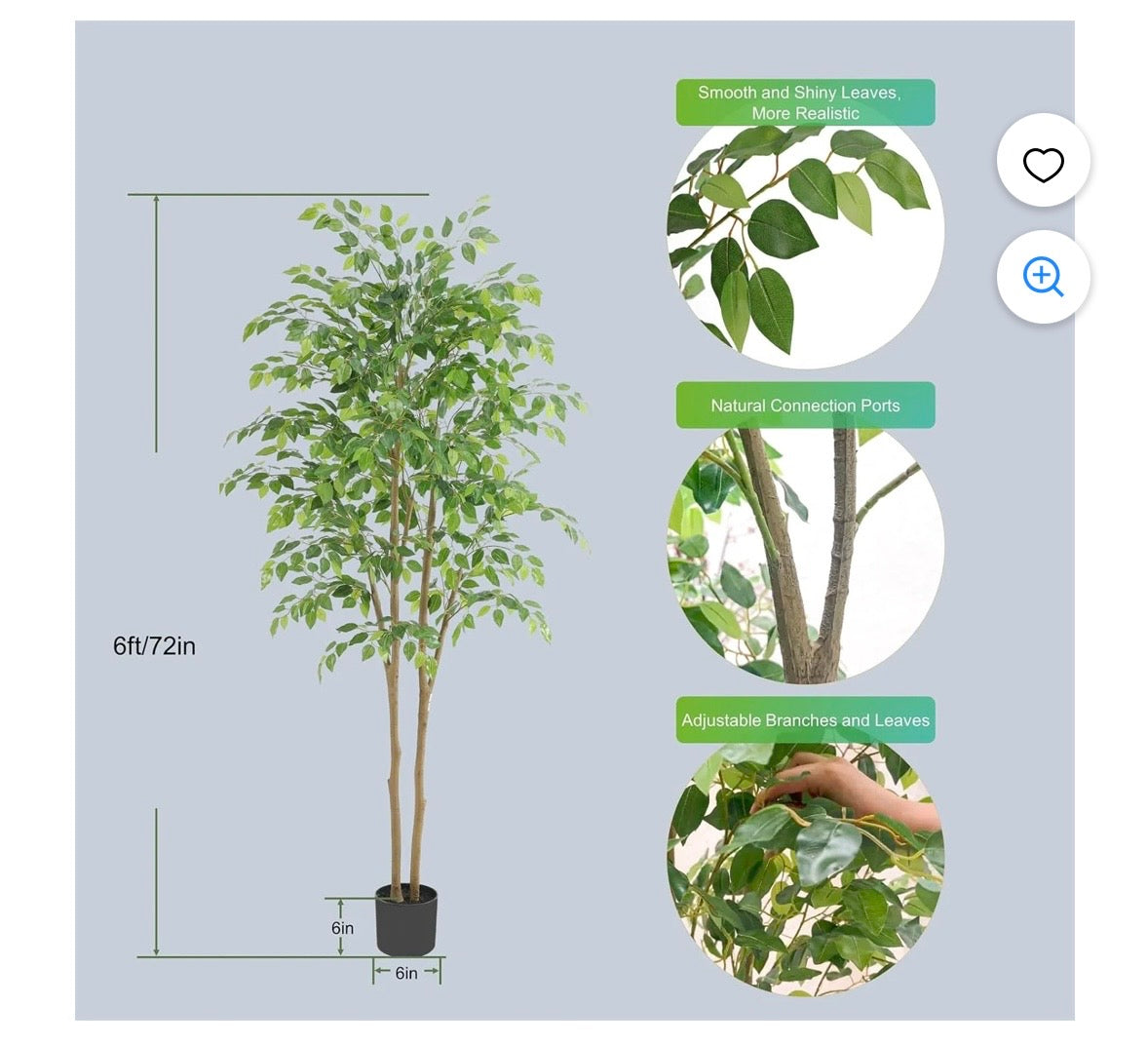 Nafresh 6-Foot Artificial Ficus Tree with Pot