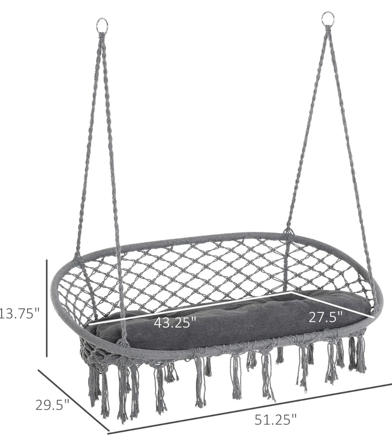 Outsunny Double-Seat Hanging Macrame Hammock Chair
