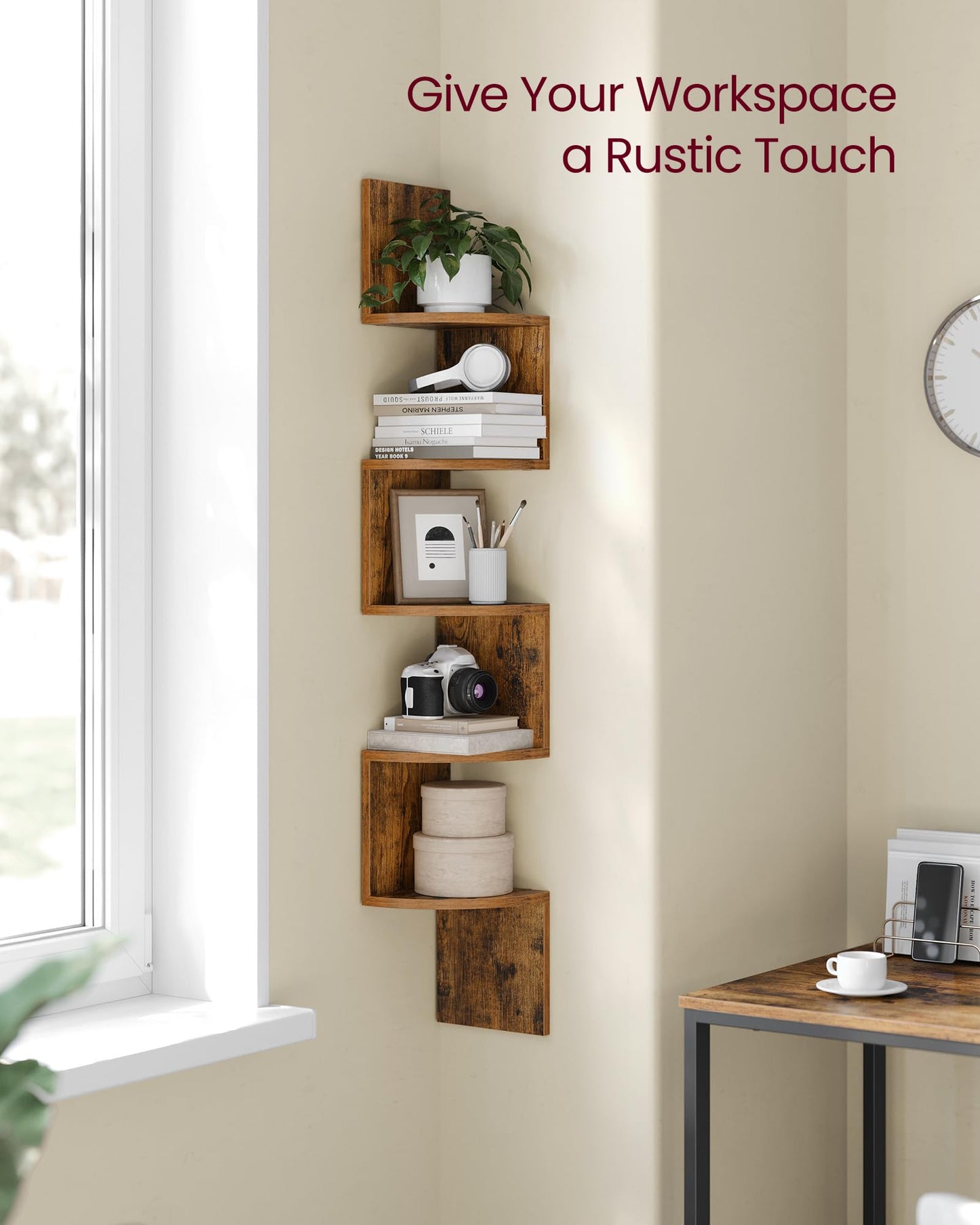 SONGMICS 5-Tier Wall-Mounted Corner Shelf