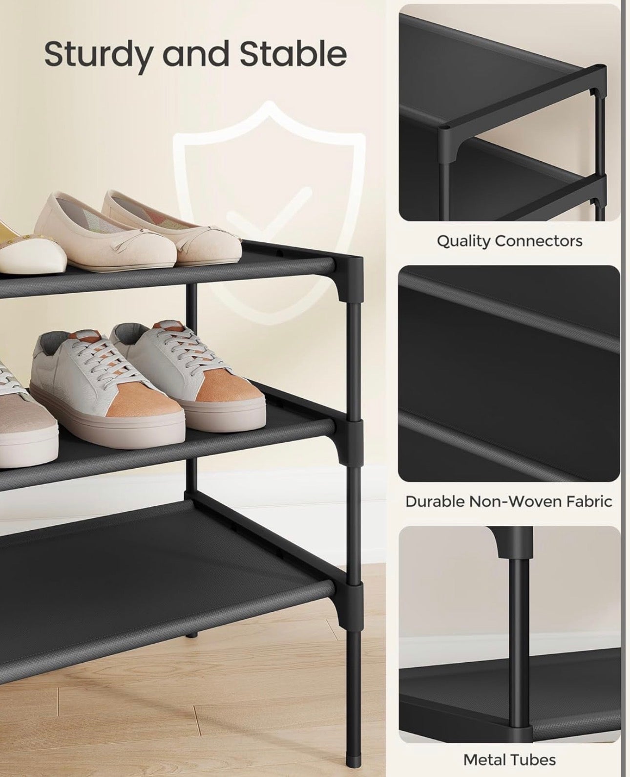 SONGMICS 3-Tier Shoe Rack Organizer