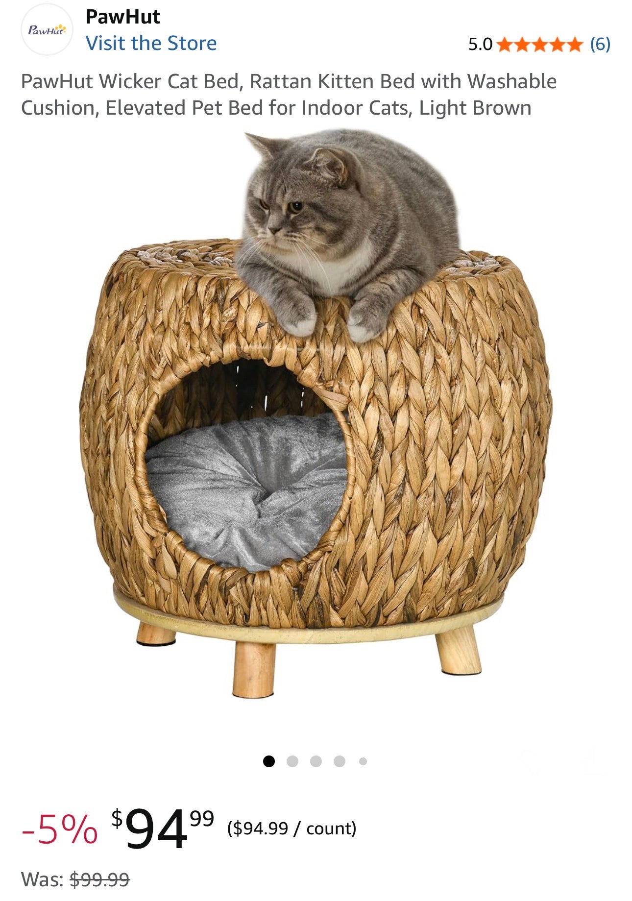 PawHut Wicker Cat House & Elevated Bed
