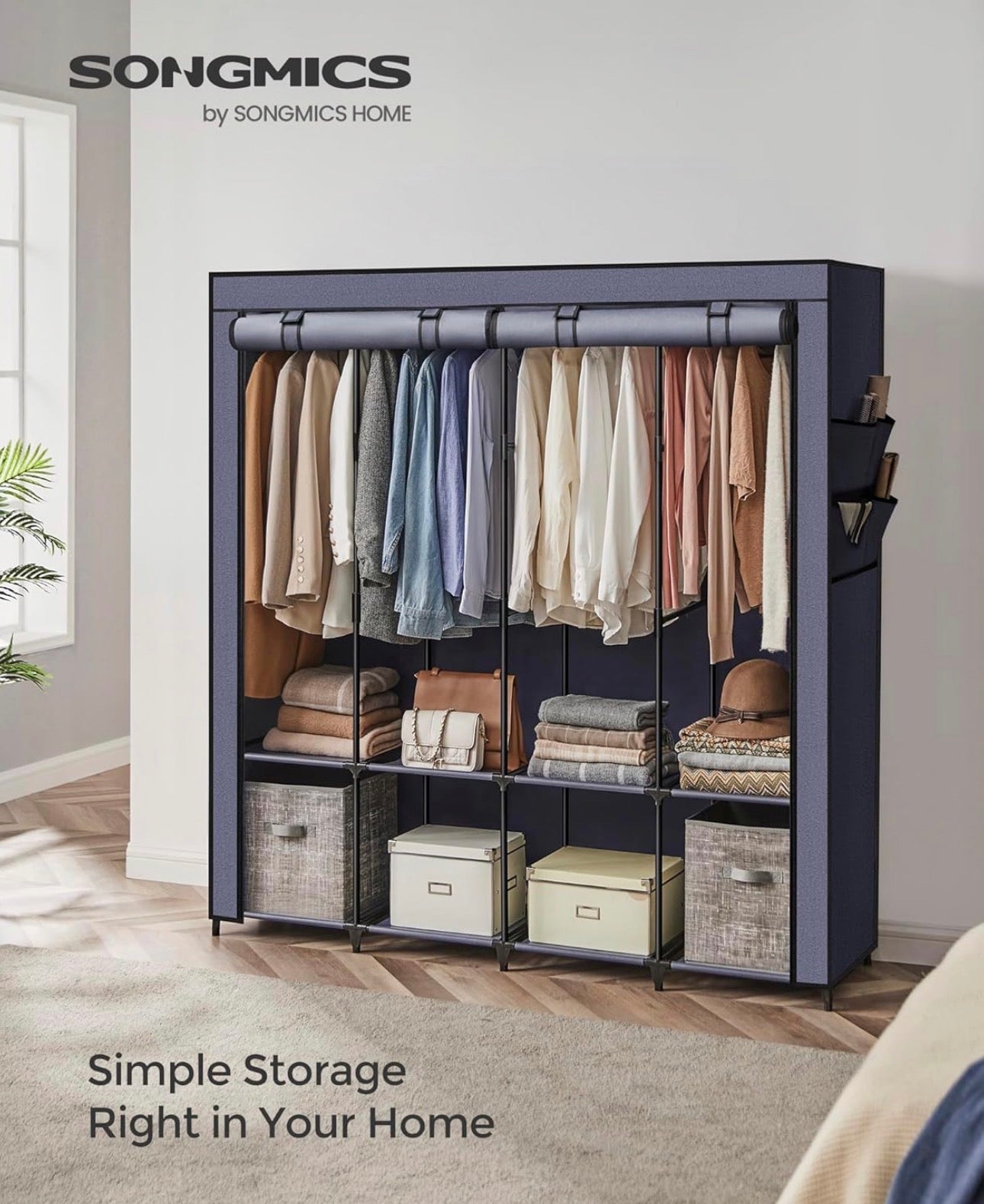 SONGMICS 4-Tier Portable Closet Organizer