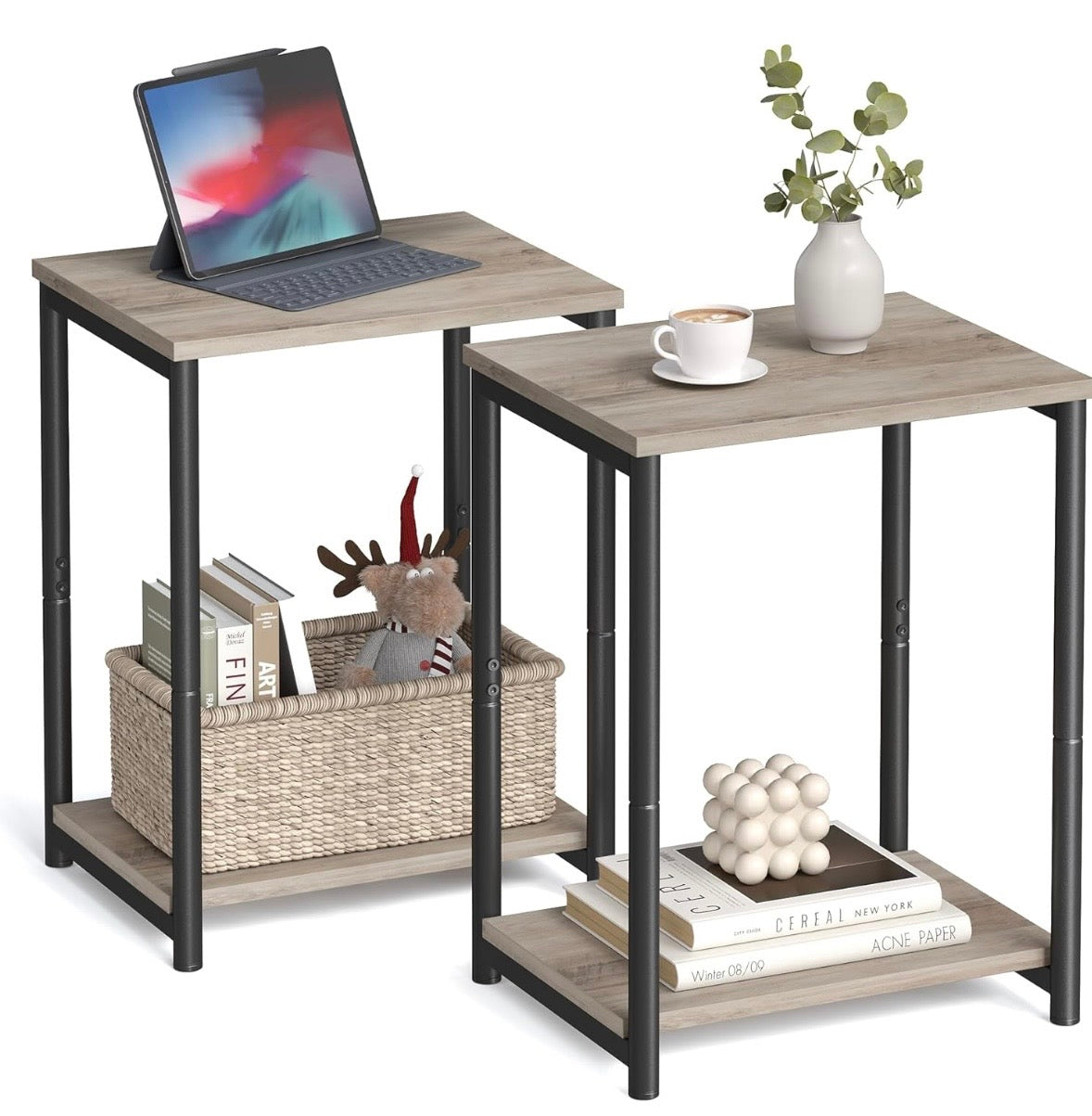 VASAGLE Industrial Side Tables – Set of 2