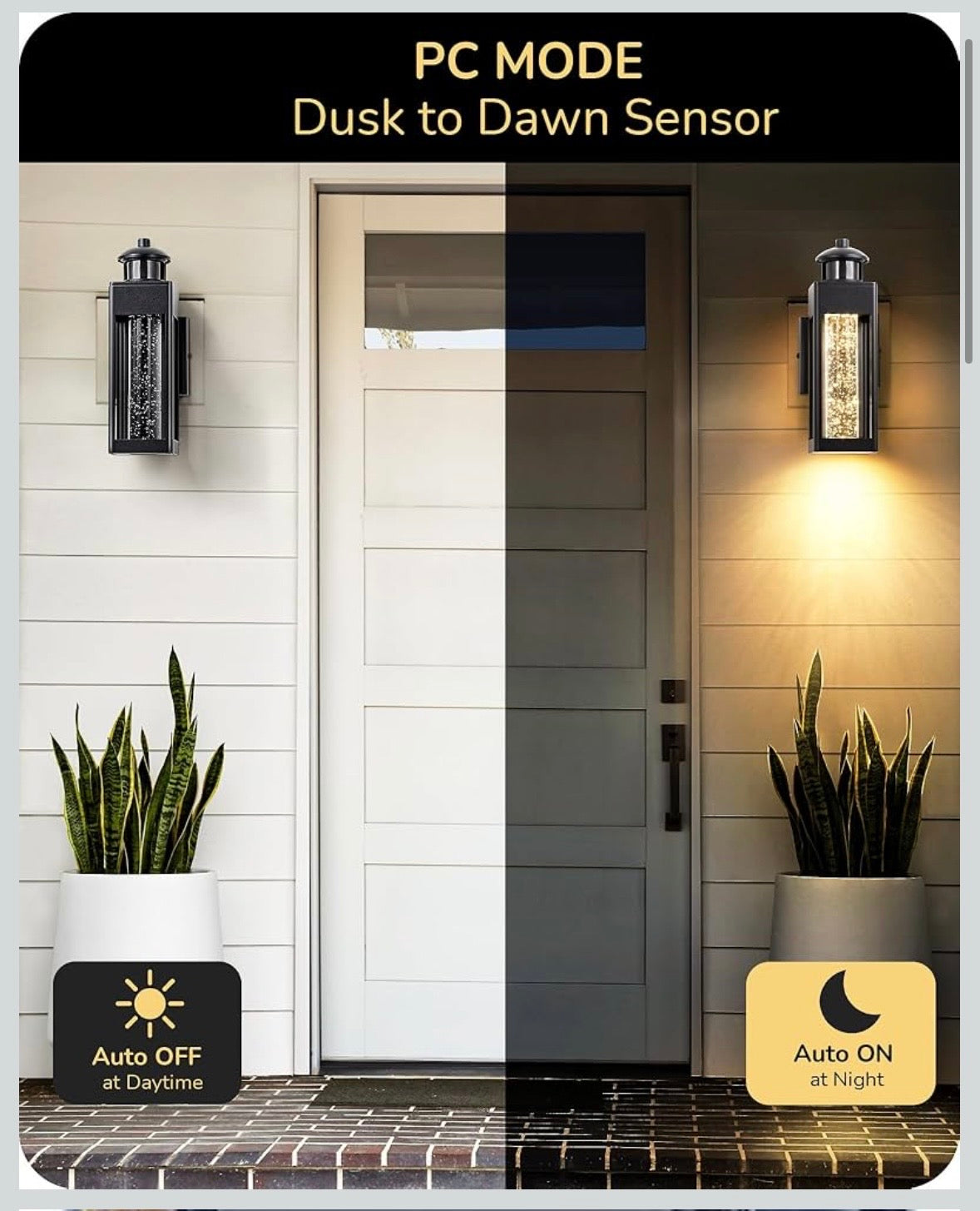EDISHINE Motion Sensor LED Outdoor Wall Light – Black