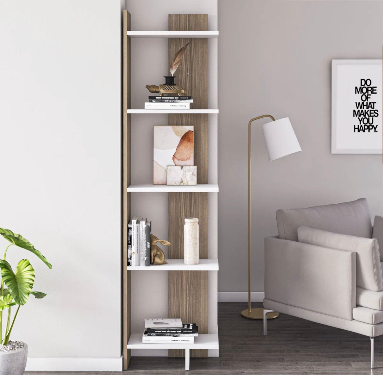 Modern 5-Tier Ladder Corner Bookcase
