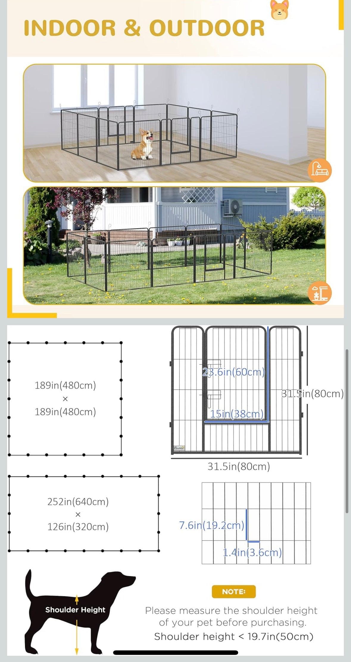 PawHut 24-Panel Outdoor Dog Playpen – Heavy-Duty Steel | Adjustable Shape | Indoor & Outdoor Use