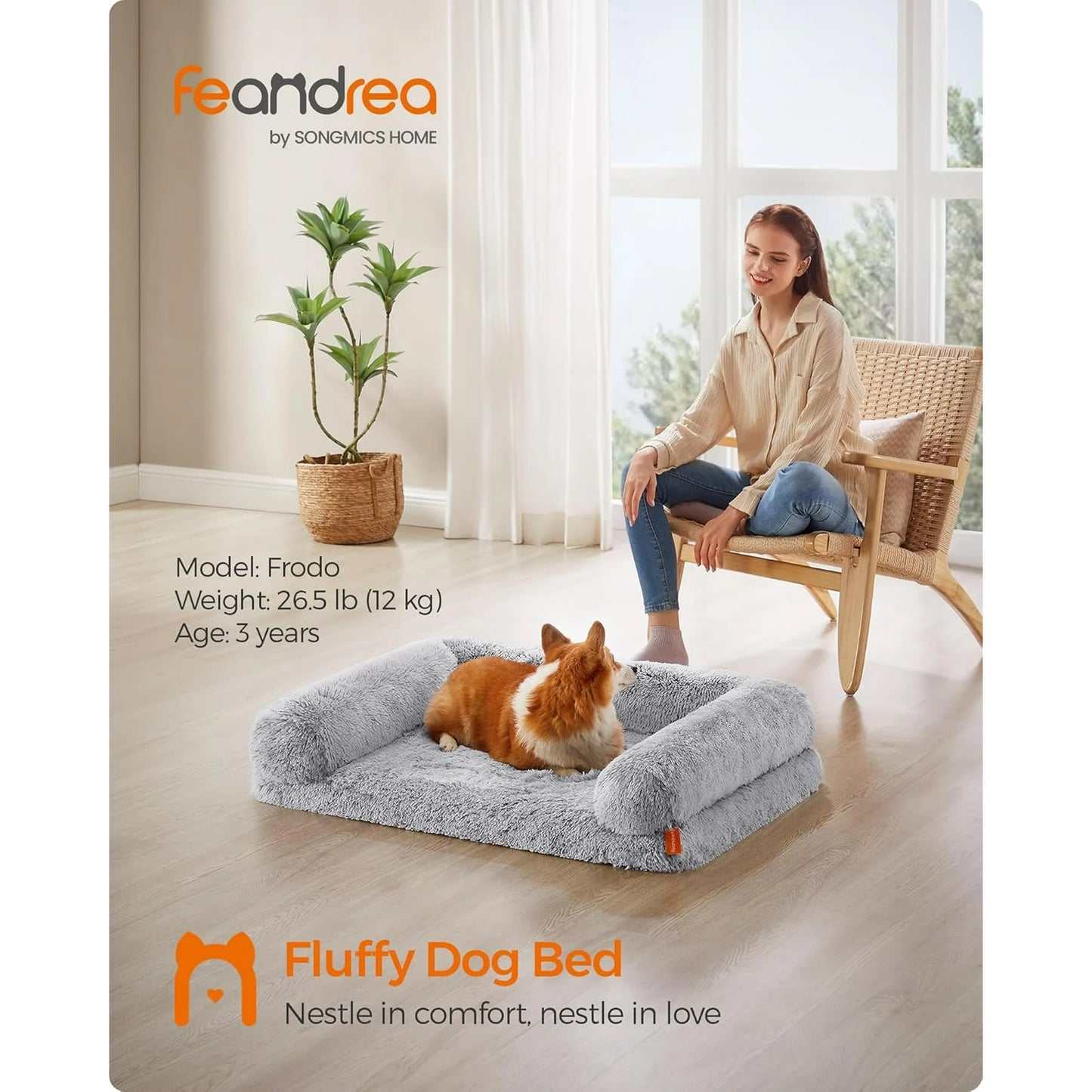 Calming Plush Dog Bed – Small/Medium Dogs