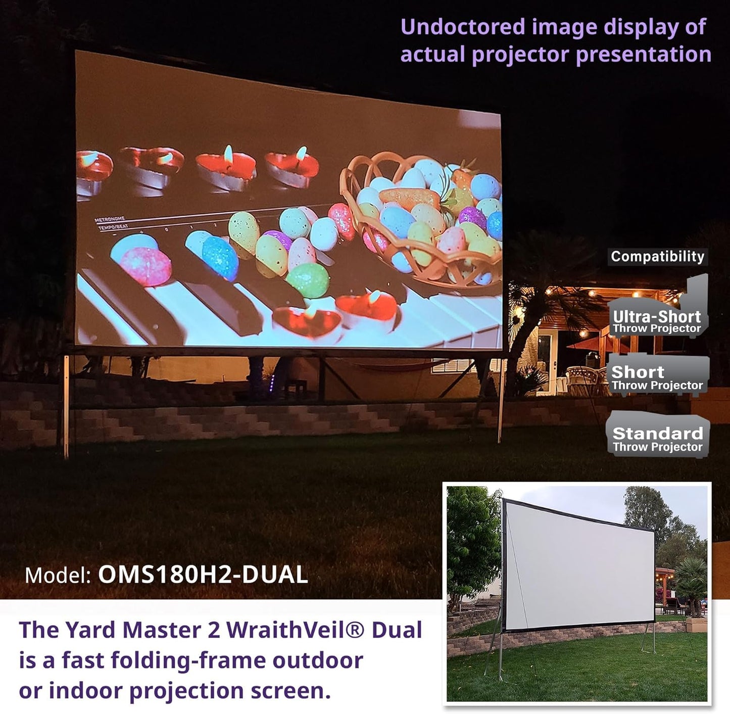 Elite Screens 180” Outdoor Projection Screen – WraithVeil Dual