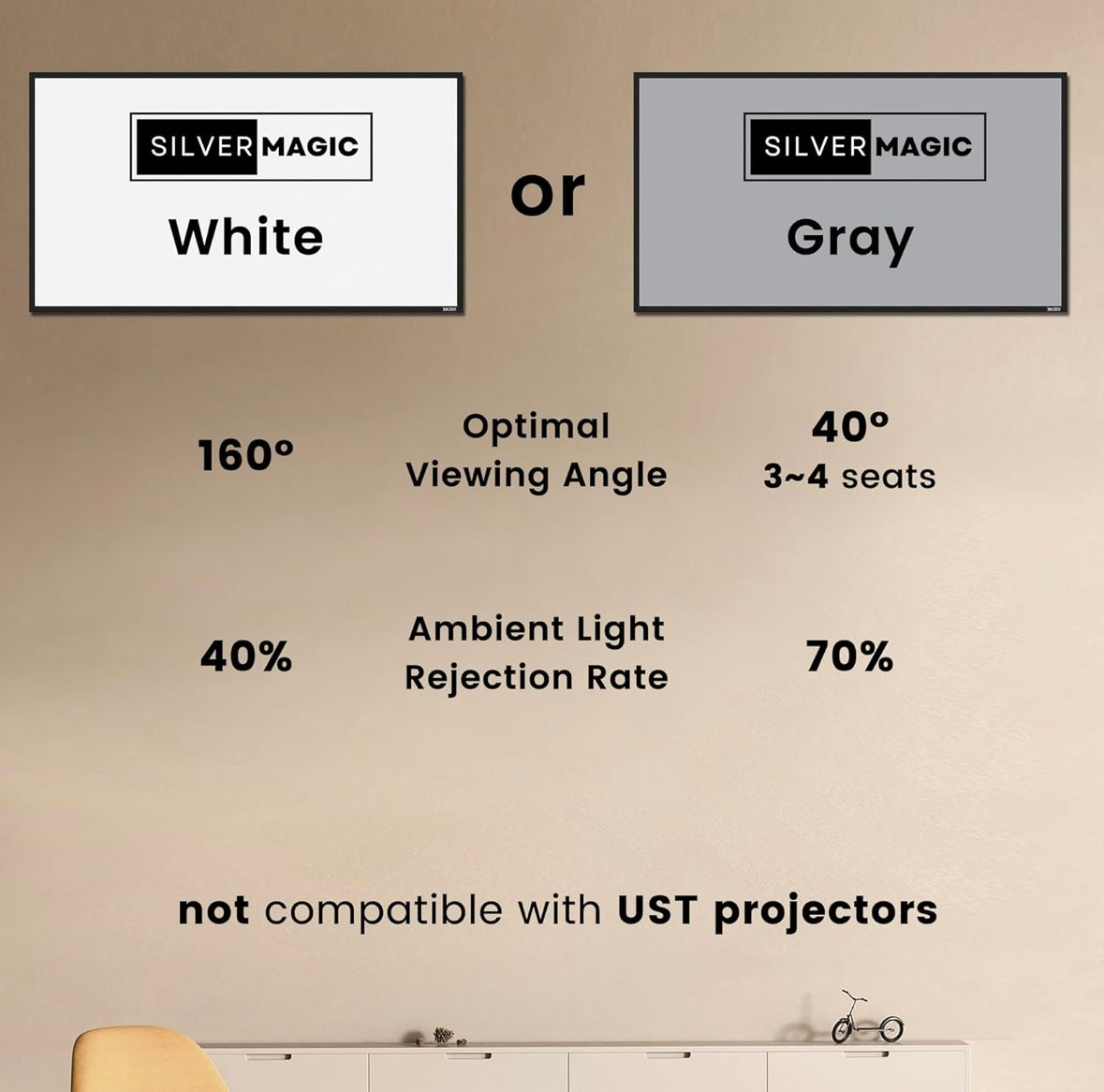 SilverMagic 100” Ambient Light Rejecting Projector Screen – 50% Off Clearance