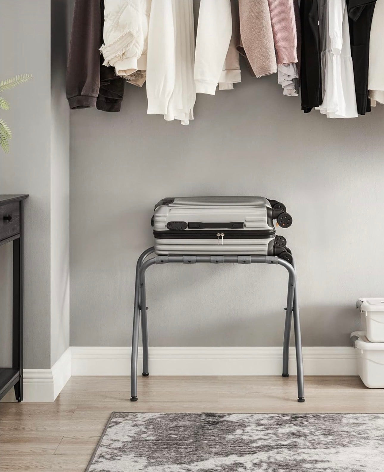 SONGMICS Foldable Steel Luggage Rack