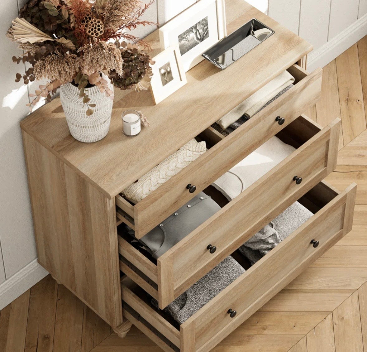 Rustic 3-Drawer Farmhouse Dresser