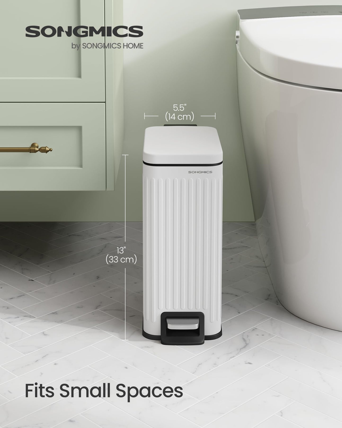 Slim Stainless Steel Step Trash Can